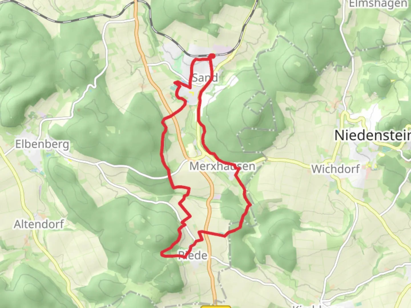 An image depicting the trail Bad Emstal and Alternative and its surrounding area.