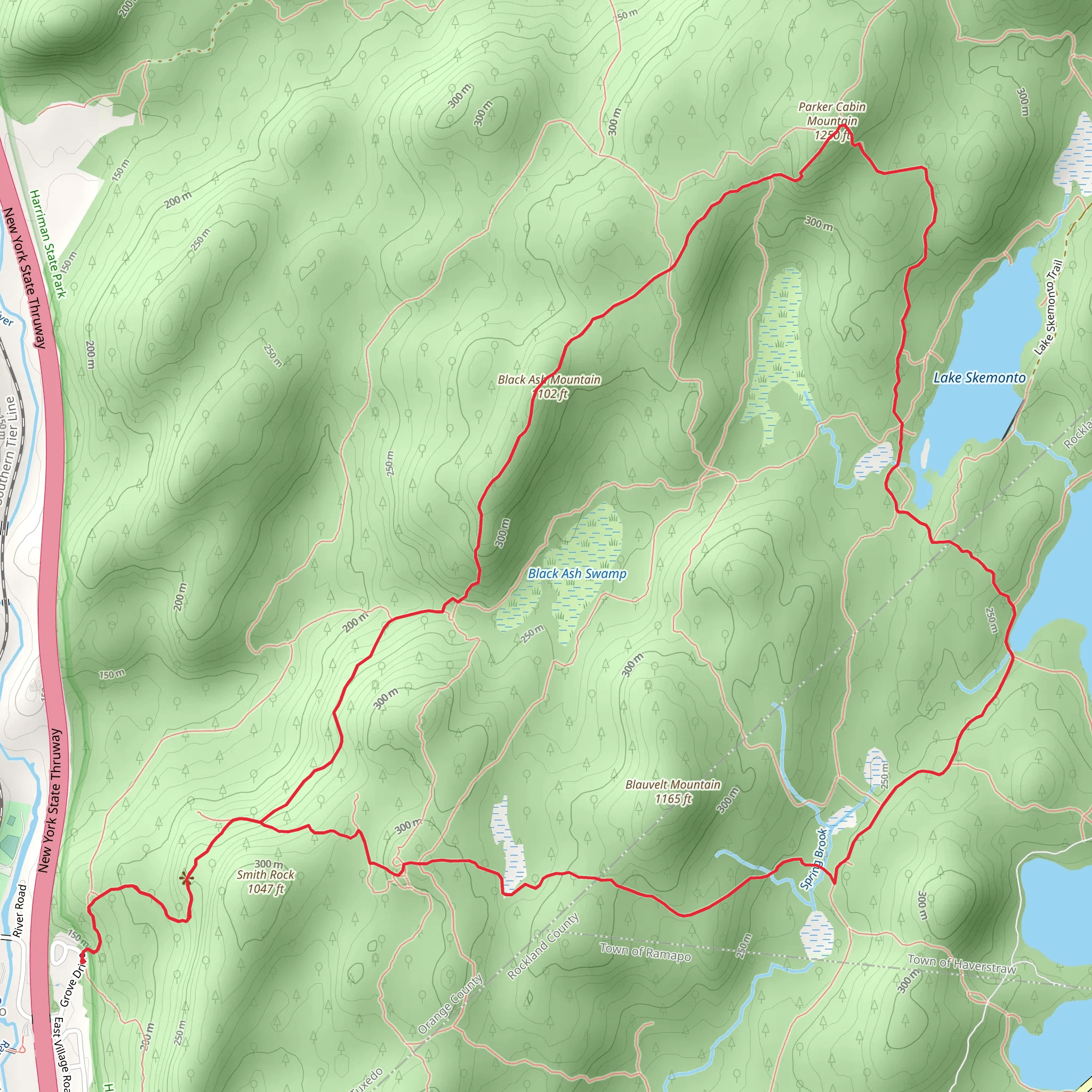 Black Ash Mountain, Parker Cabin Mountain and Lake Slemonto Loop mobile static map
