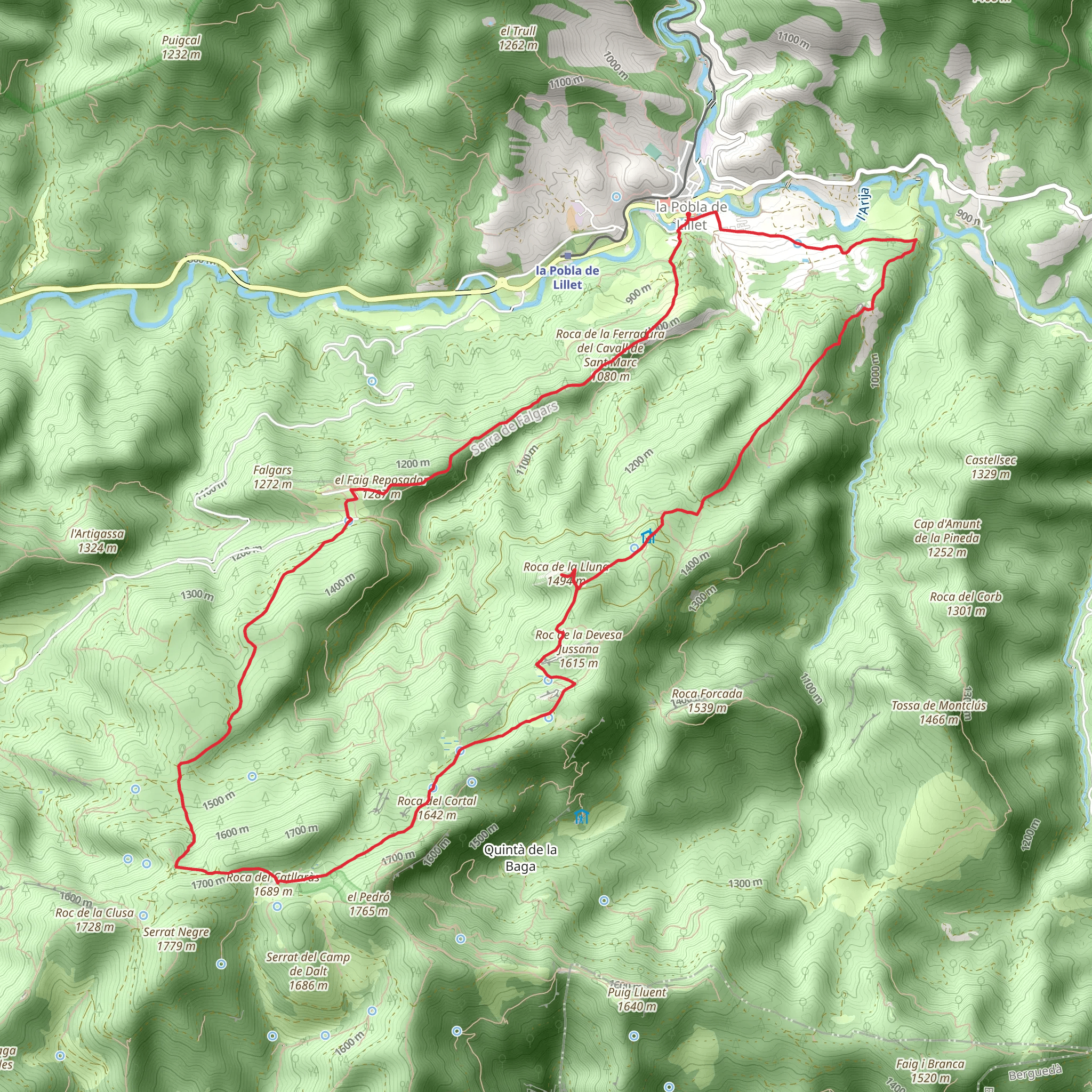 Path of La Pobla de Lillet PR C 52 mobile static map