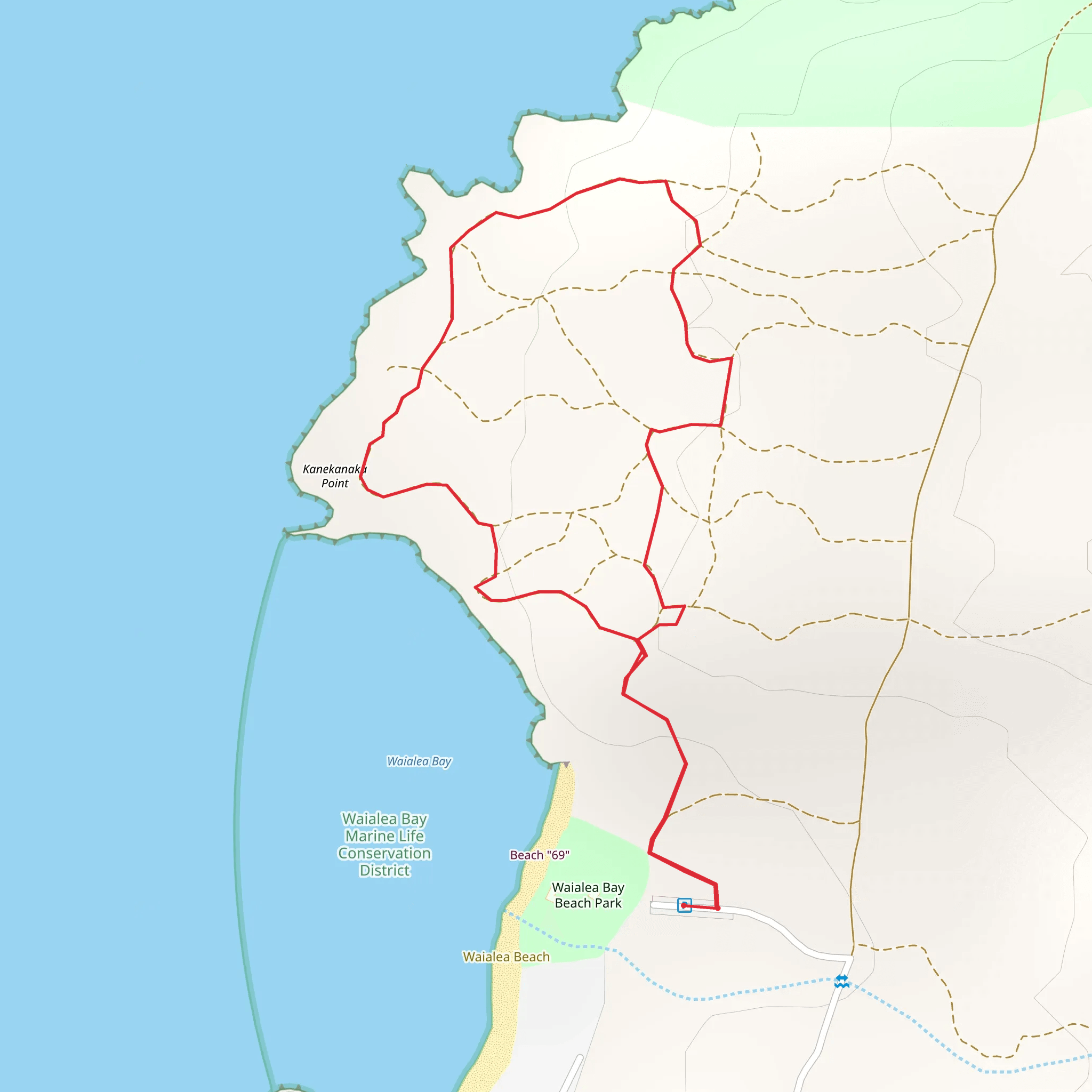 Kanekanaka Point and Waialea Bay loop mobile static map