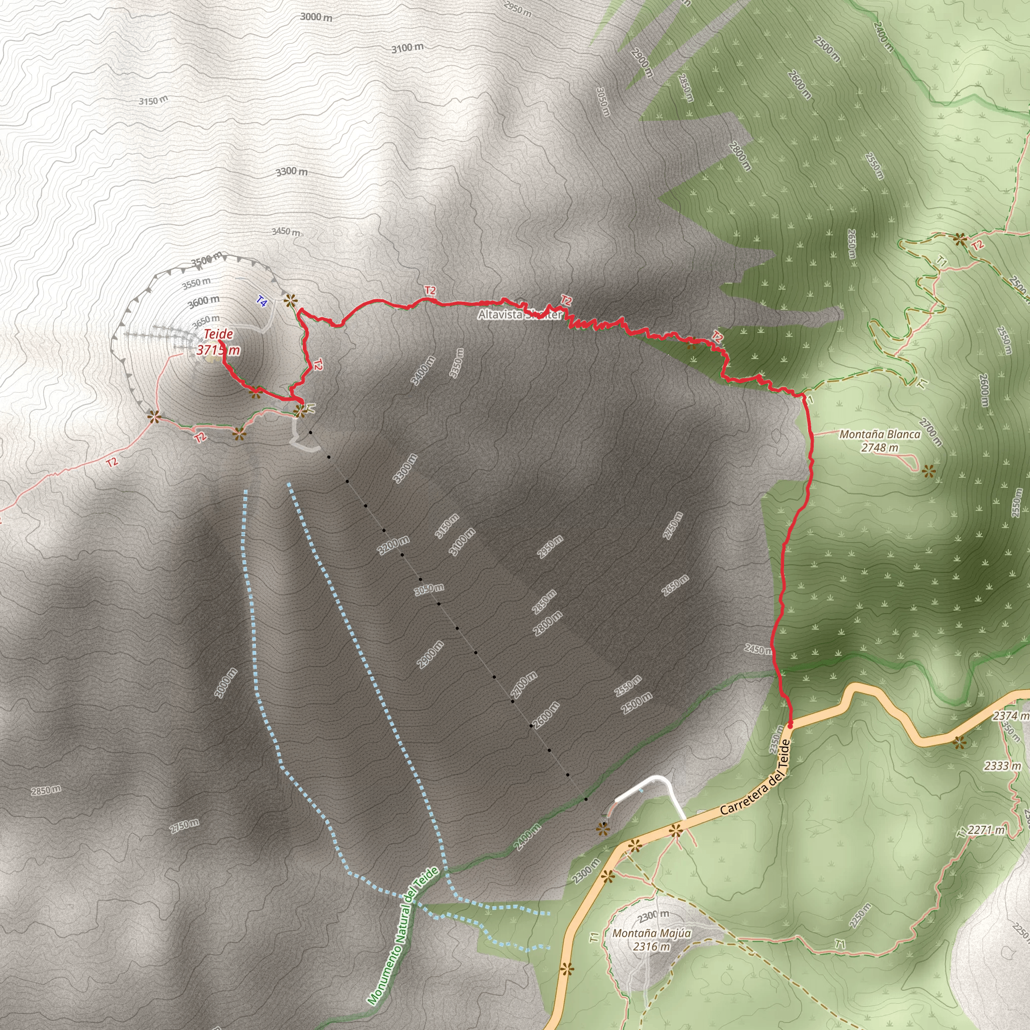 Acceso cráter del Pico del Teide - Sendero Telesforo Bravo mobile static map