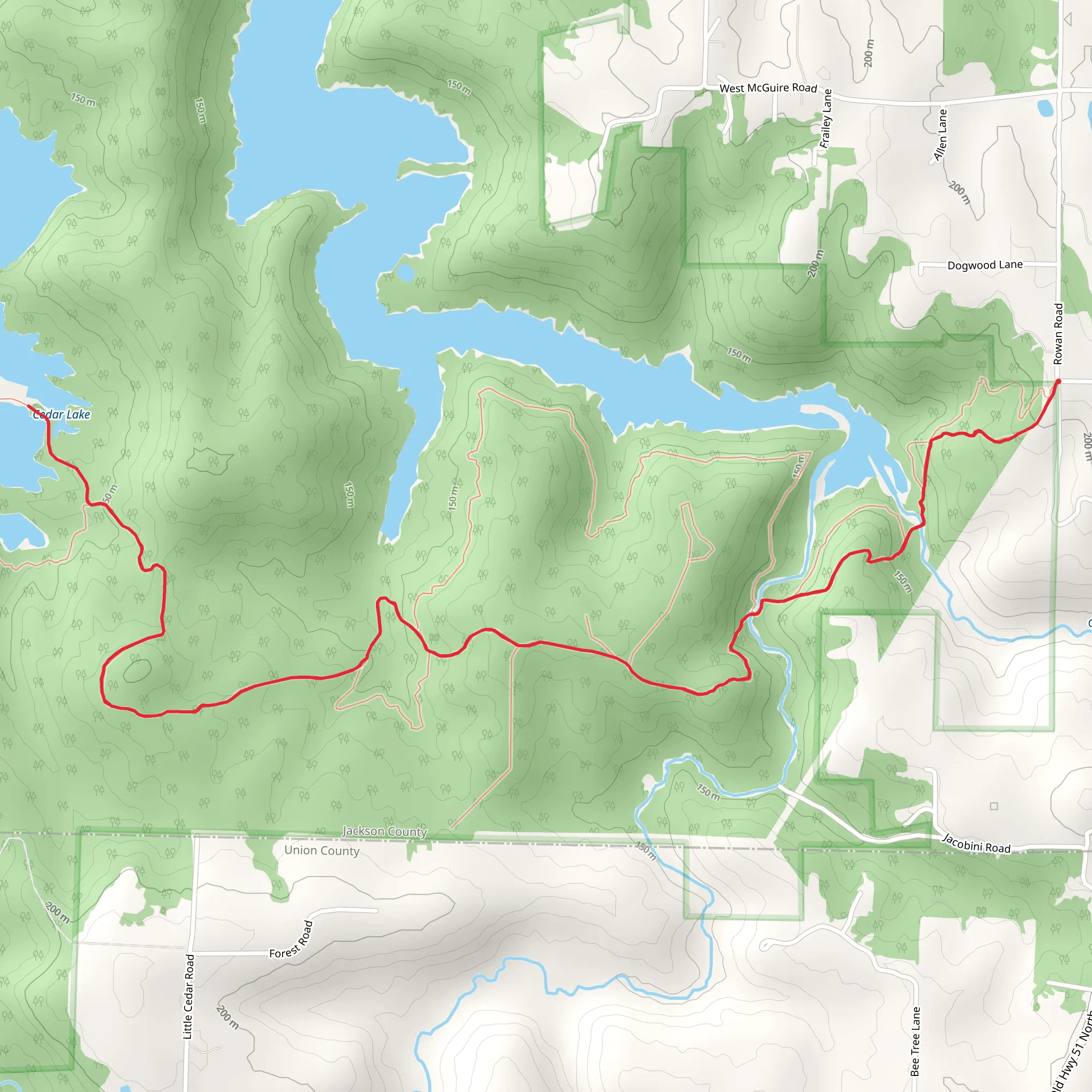Little Cedar Lake via River to River Trail mobile static map