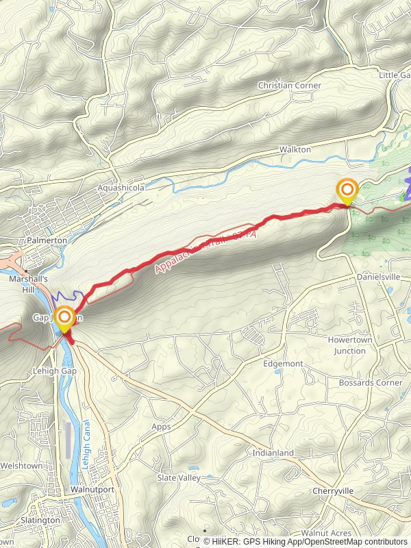 Blue Mountain from Little Gap to Lehigh River mobile static map