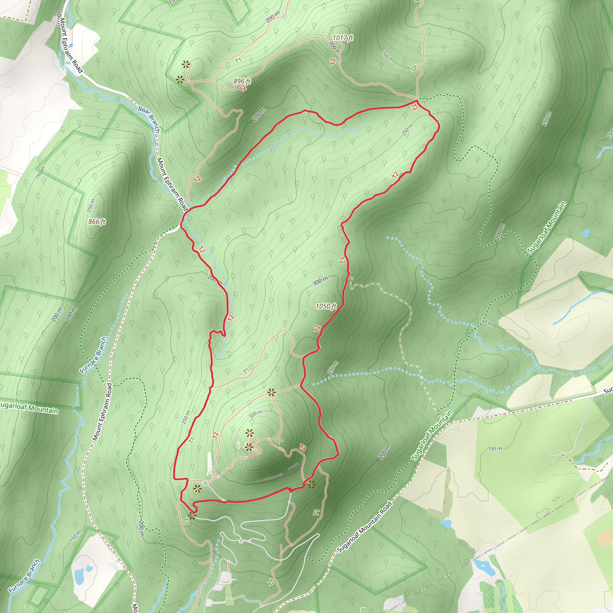 Sugarloaf Mountain Loop via Northern Peaks Trail and Saddleback Horse Trail mobile static map