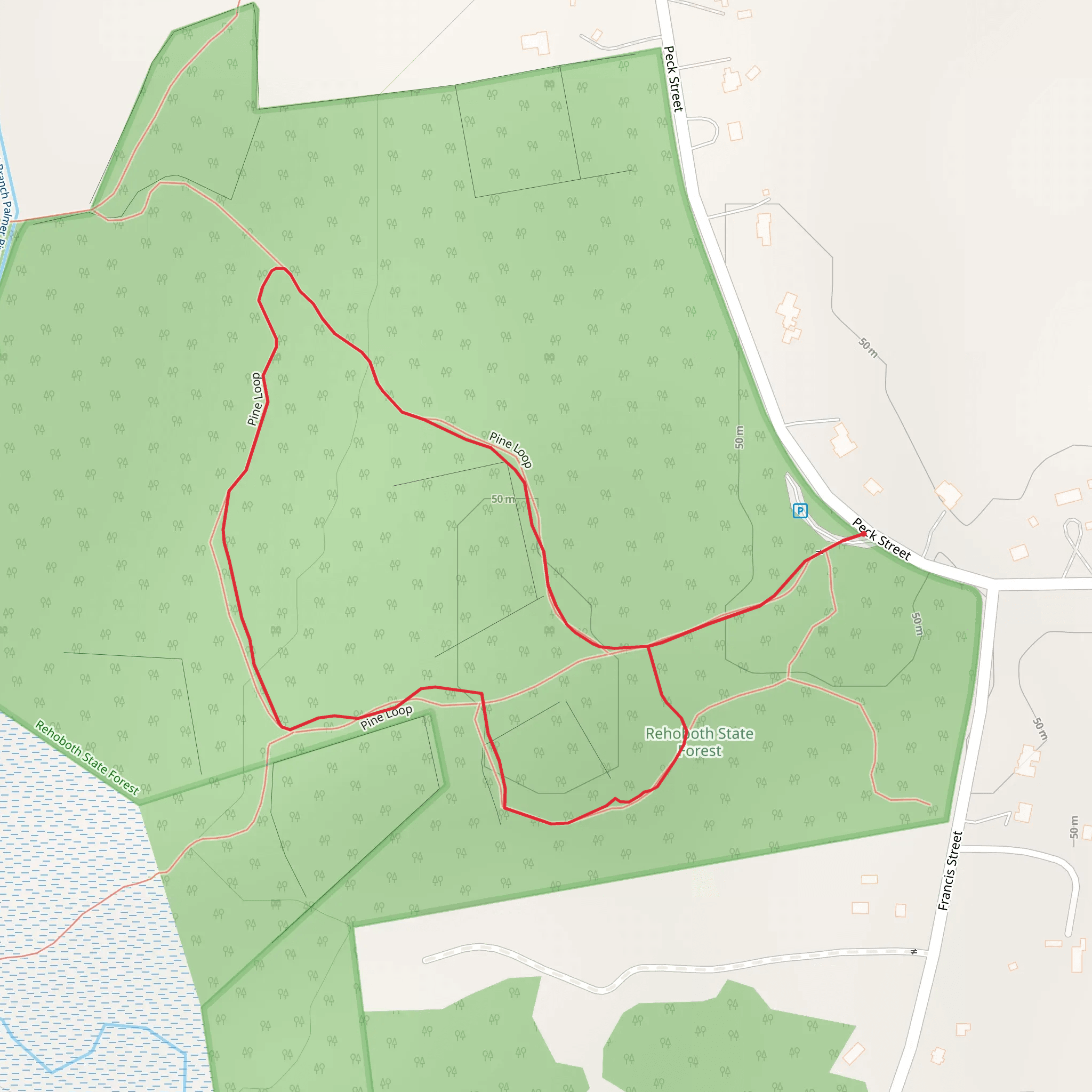 Rehoboth State Forest Loop Trail mobile static map