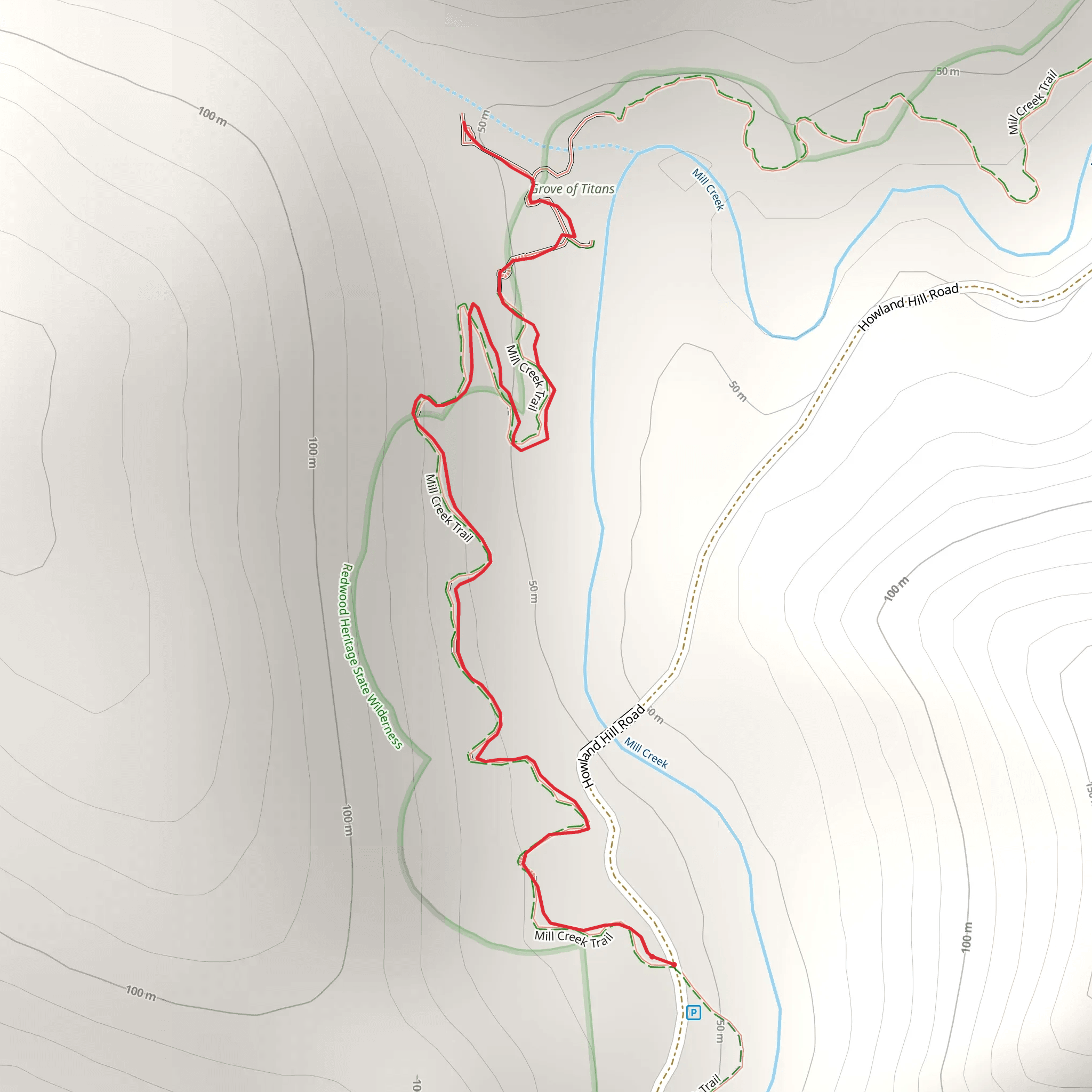 Mill Creek Trail - Howland Hill Road mobile static map