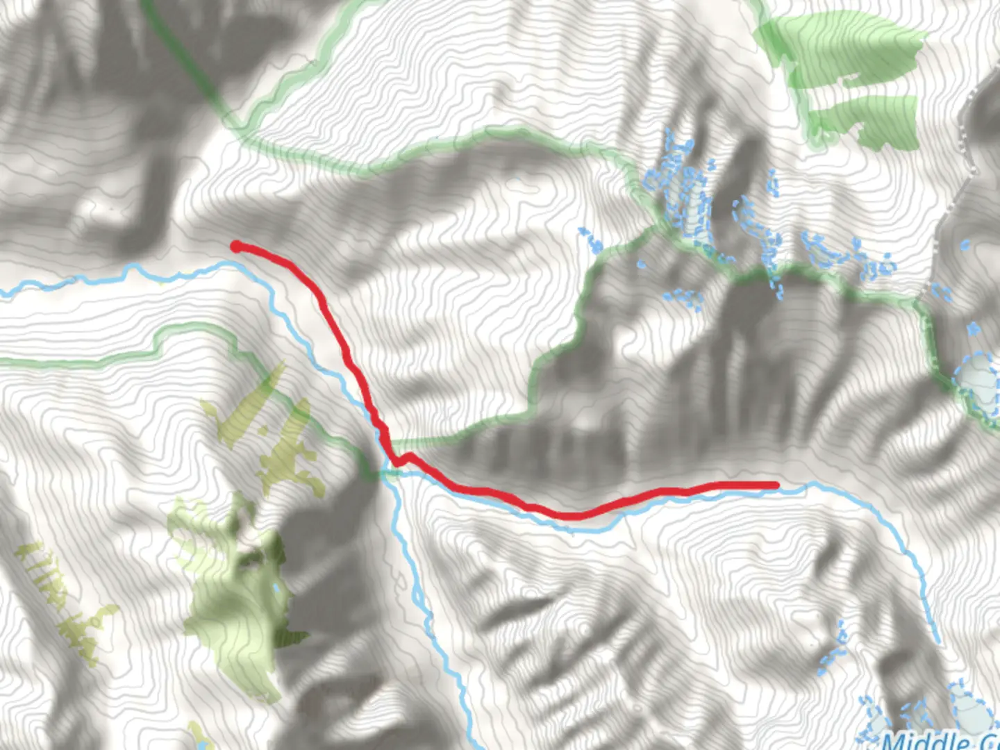 An image depicting the trail Middle Fork Cascade River Trail and its surrounding area.