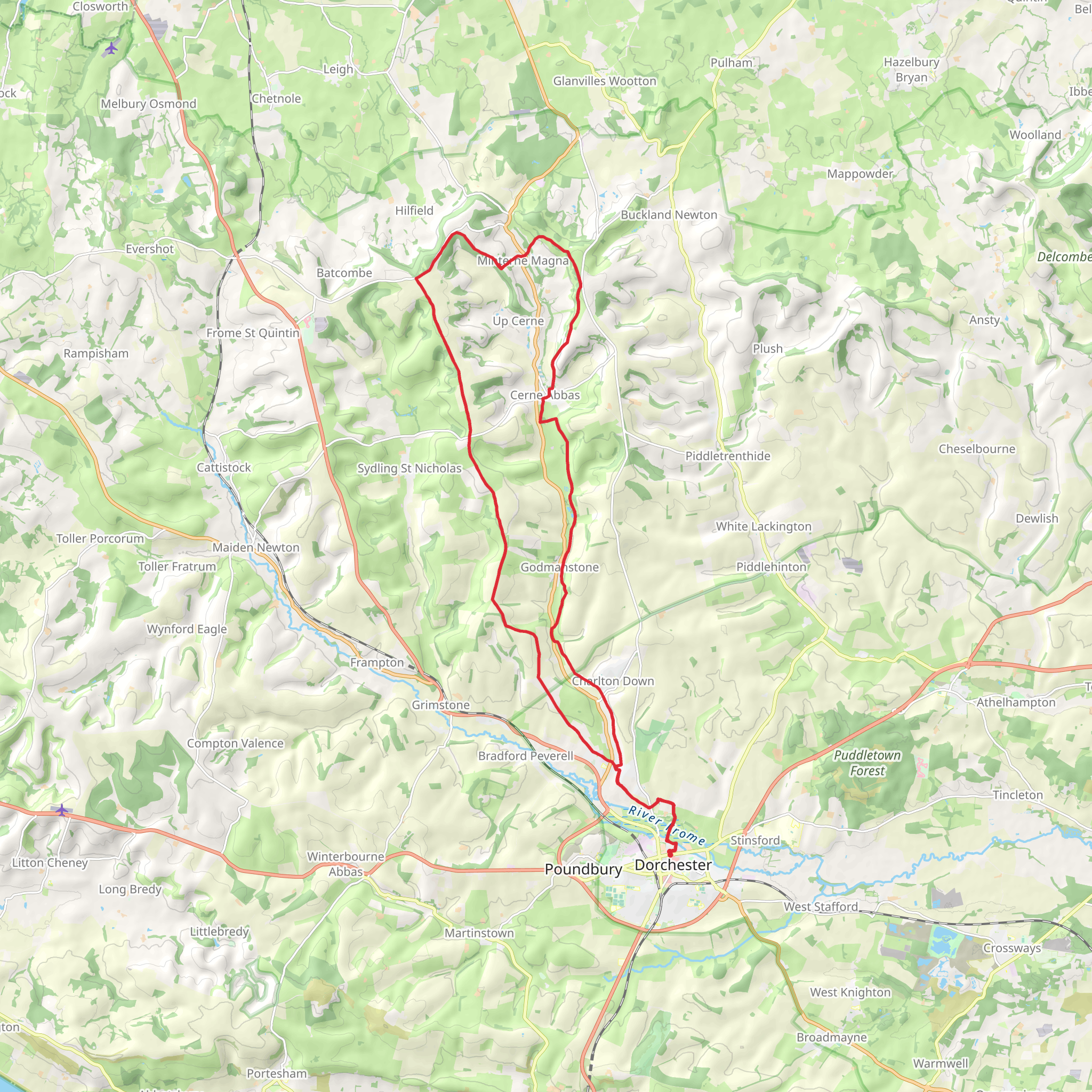 Cerne Valley Trail mobile static map