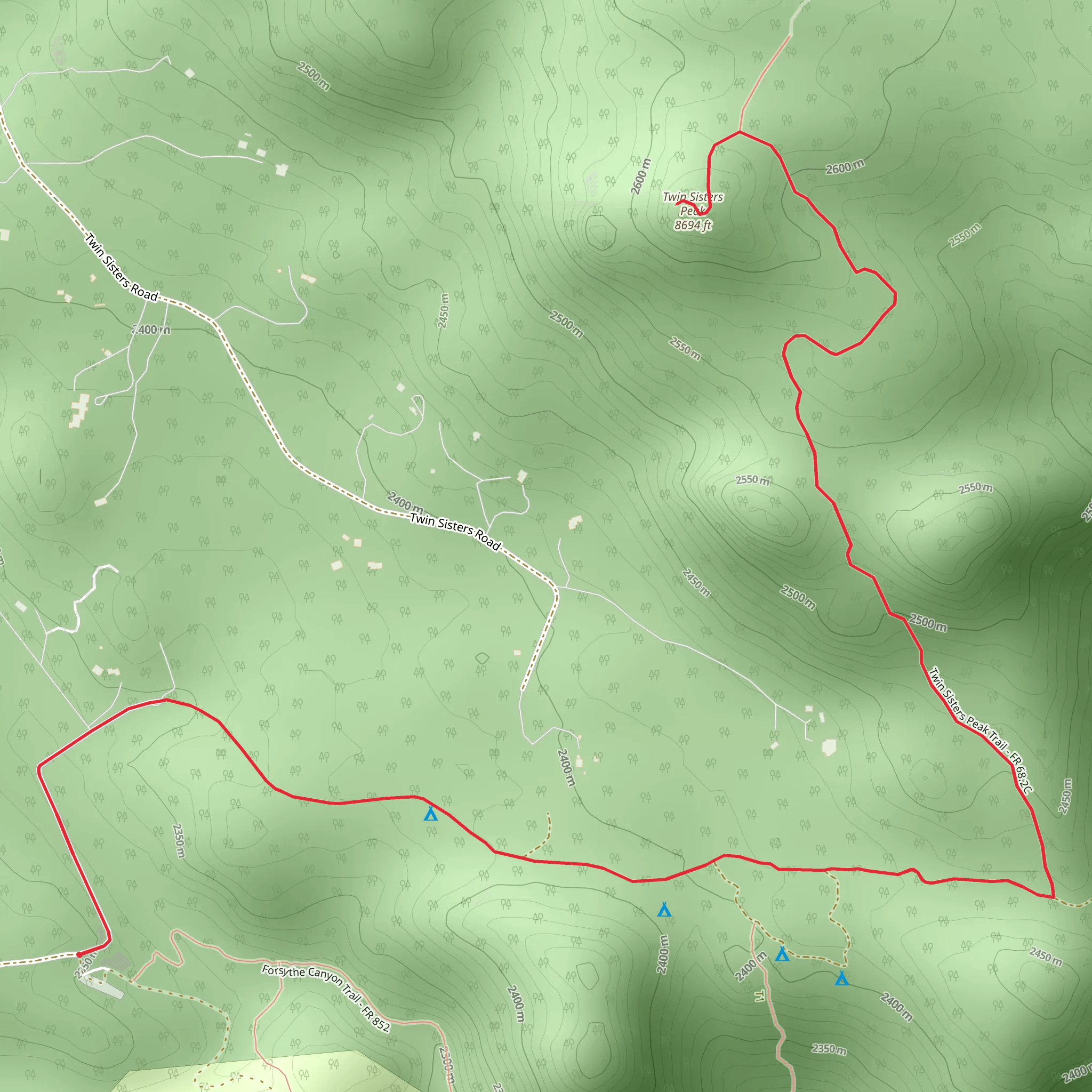 Twin Sisters Peak mobile static map