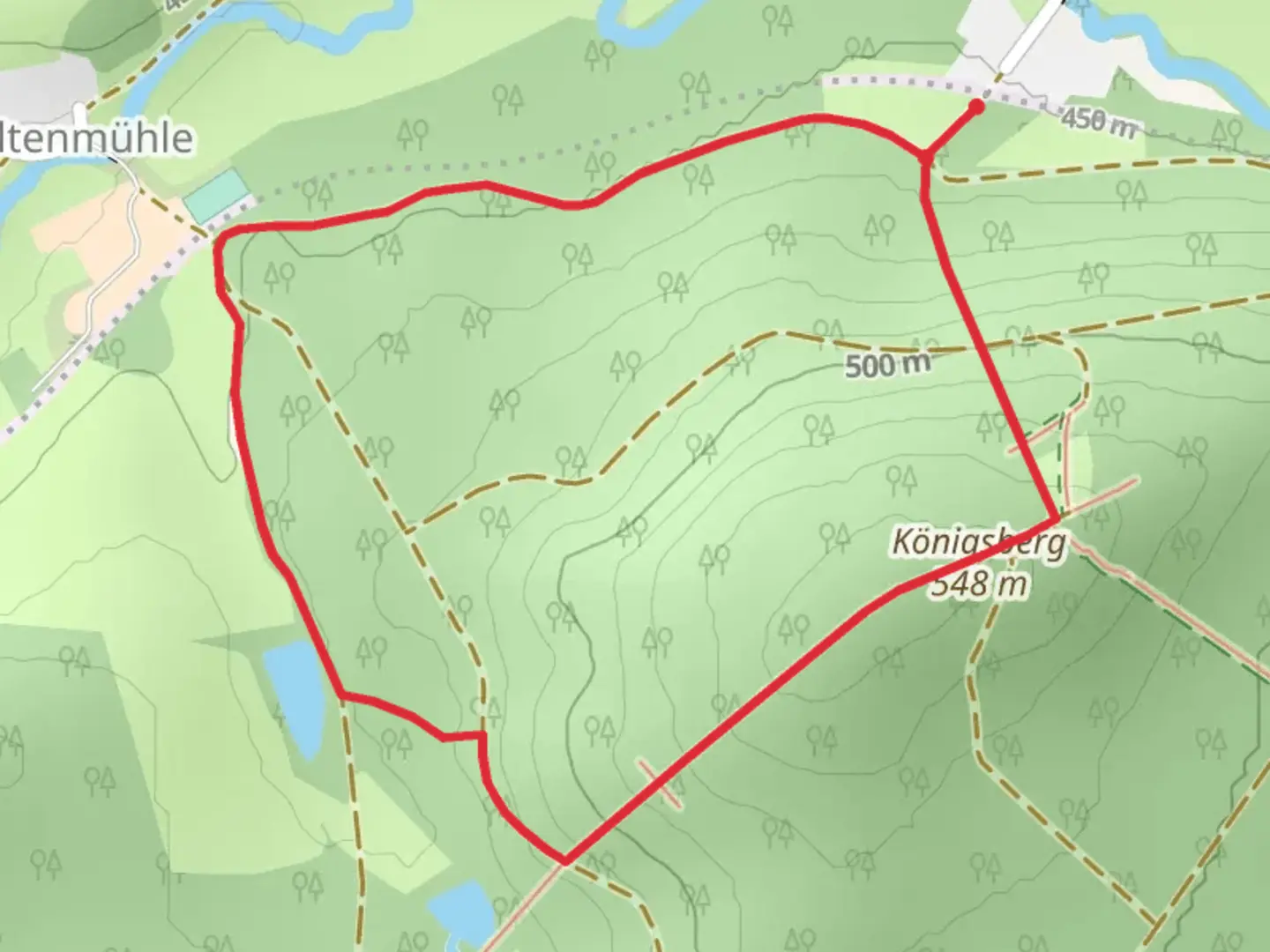 An image depicting the trail Königsberg Loop and its surrounding area.