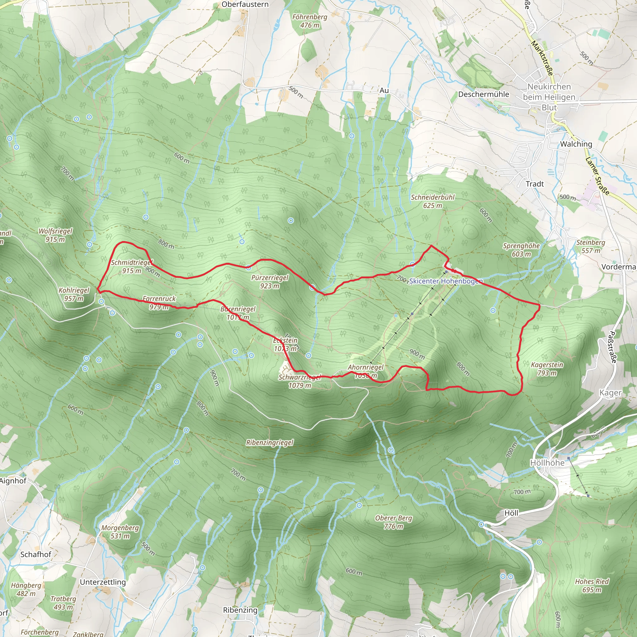Farrenruck, Bärenriegel and Schwarzriegel Loop via Nk03 Hohenbogen Touristenweg mobile static map