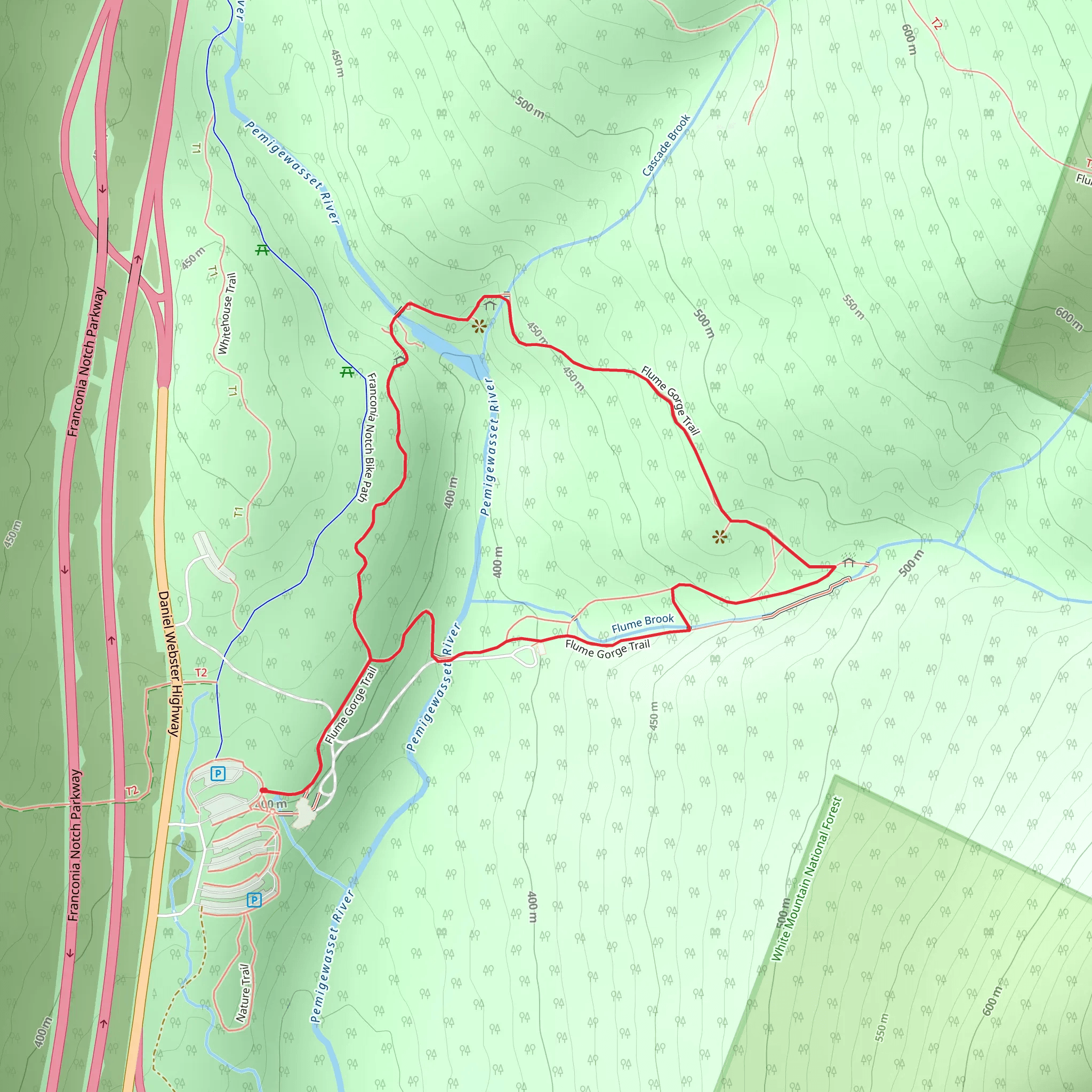Pemigewasset River and Flume Brook Loop mobile static map