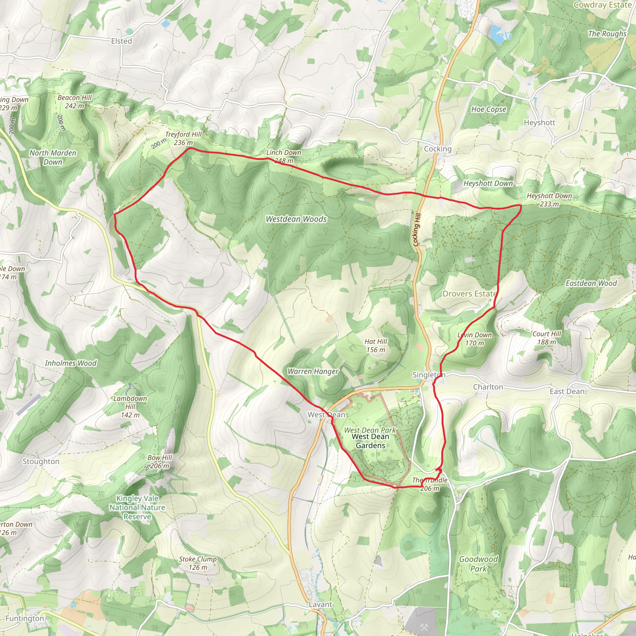 Trundle, Singleton and Chilgrove Loop mobile static map