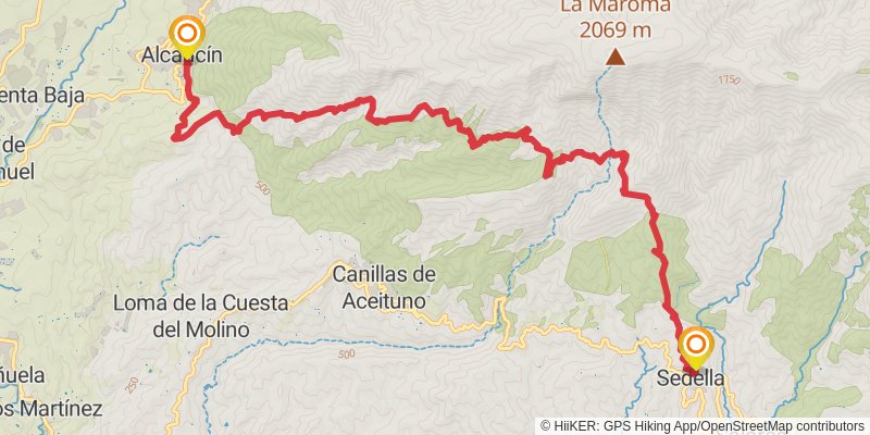 Andalucian Coast to Coast Walk stage 4 Map