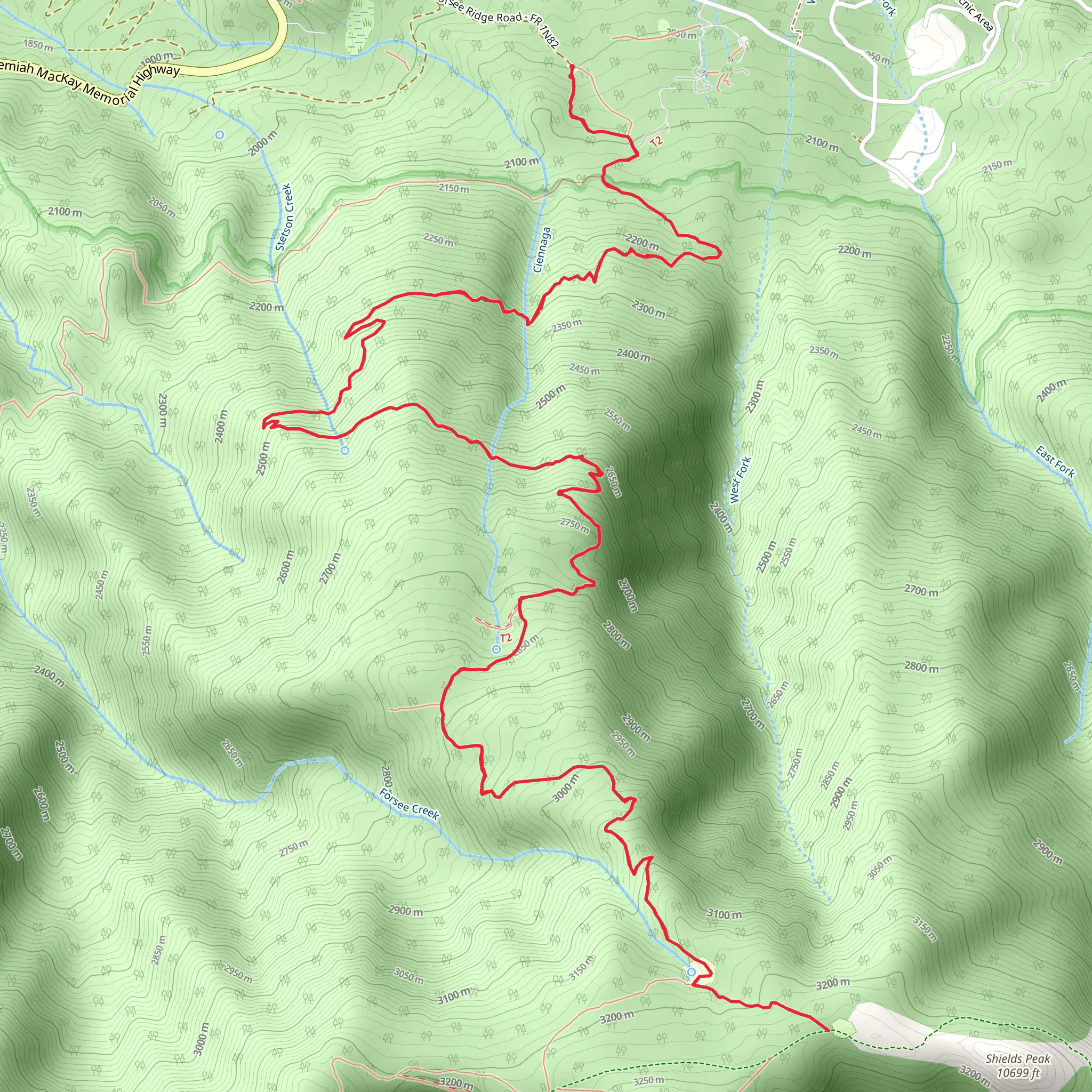 Anderson Flat via Forsee Creek Trail mobile static map