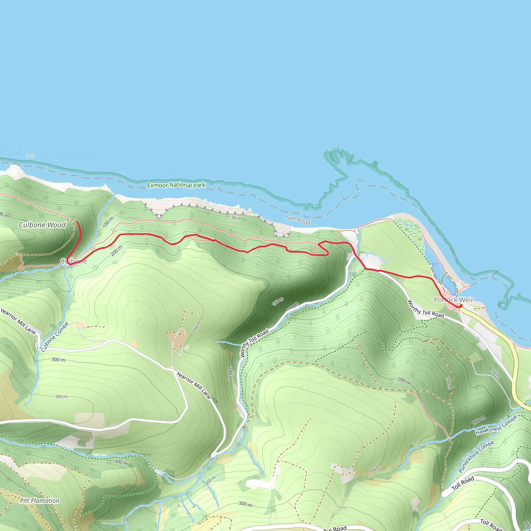 Yearnor Wood and Culbone Walk mobile static map