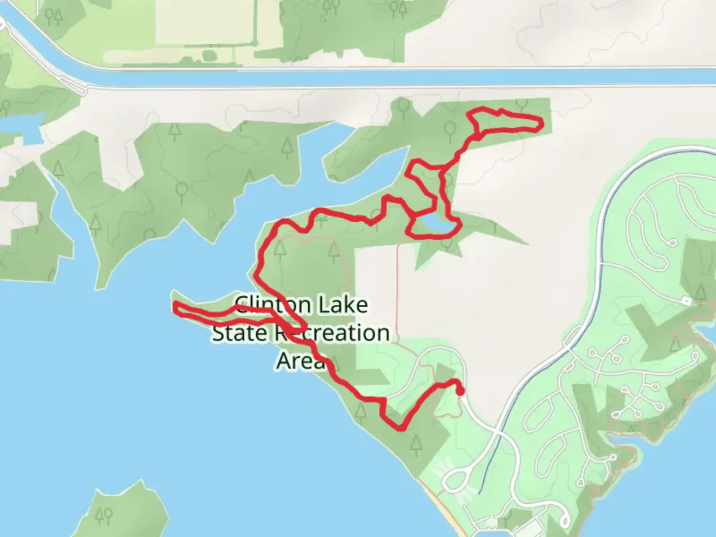 An image depicting the trail Houseboat Cove Trail and North Loop and its surrounding area.