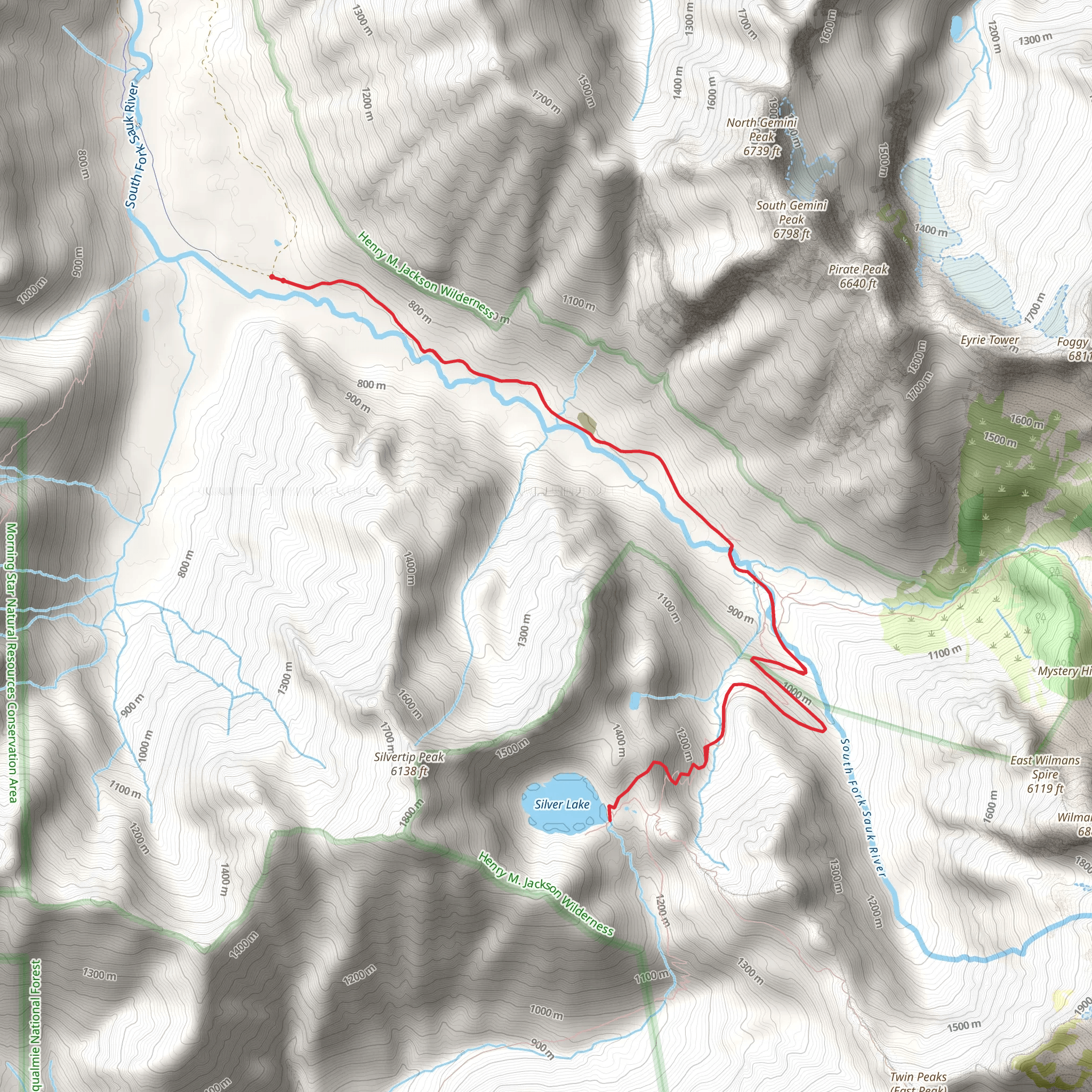 Poodle Dog Pass Trail via Old Monte Cristo Townsite Trail mobile static map