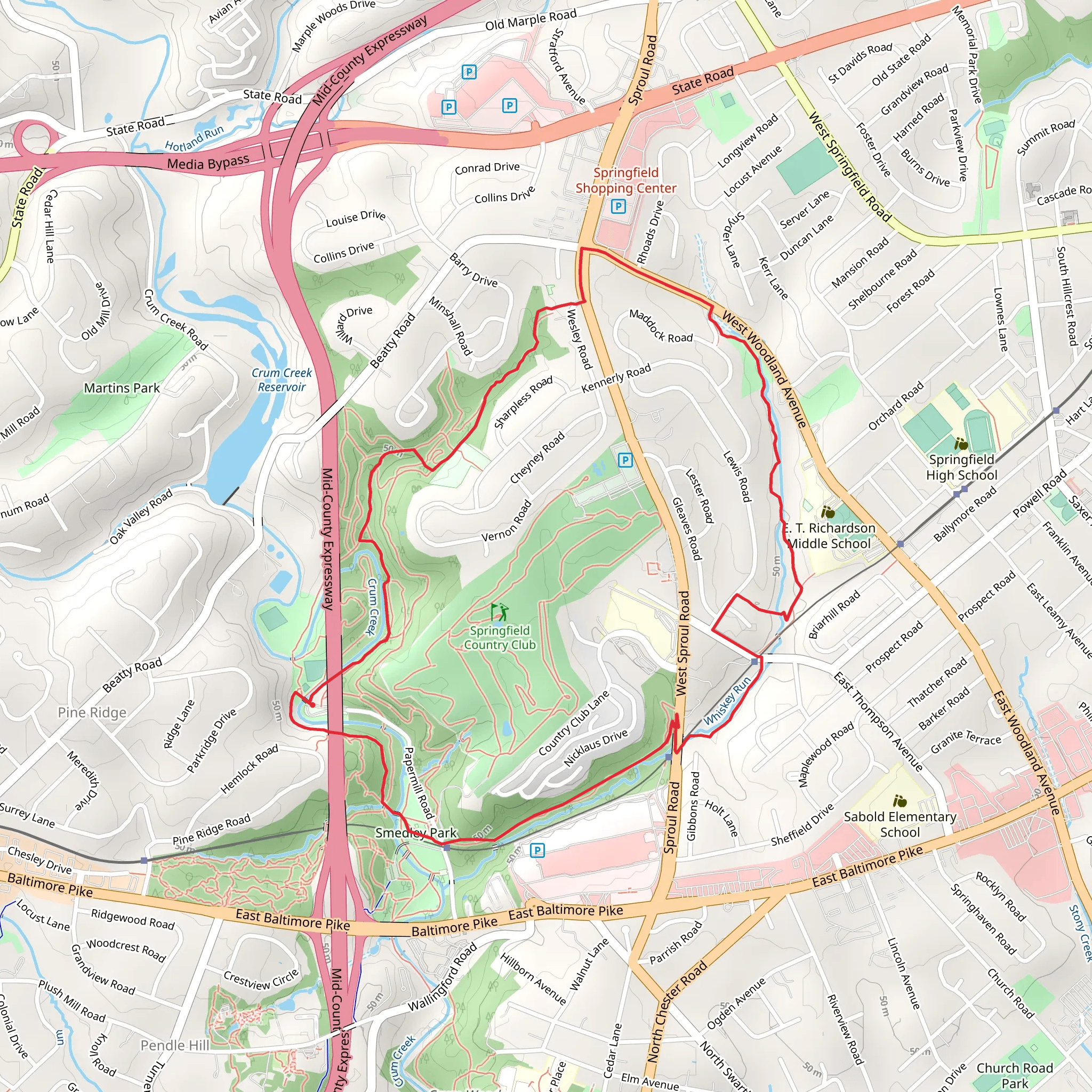 Thomson Avenue and Springfield Mall Loop mobile static map