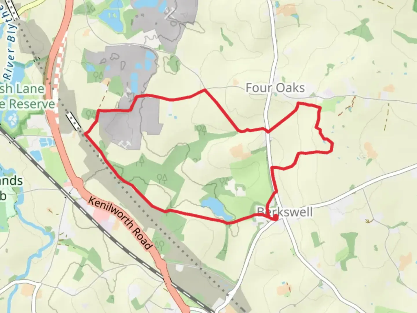 An image depicting the trail Berkswell Loop - West and its surrounding area.