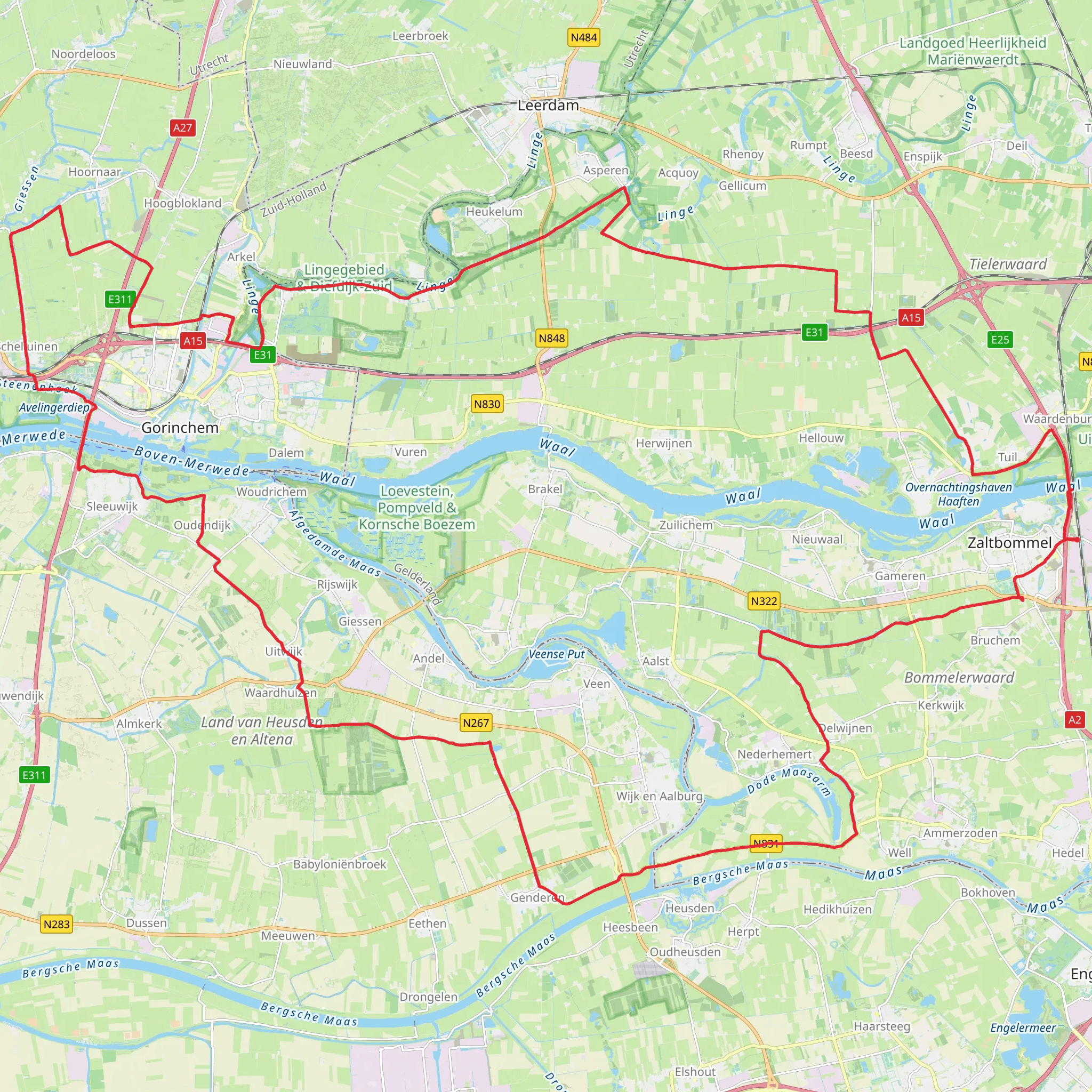 Kedichem, Gorinchem and Lieskampen Loop mobile static map