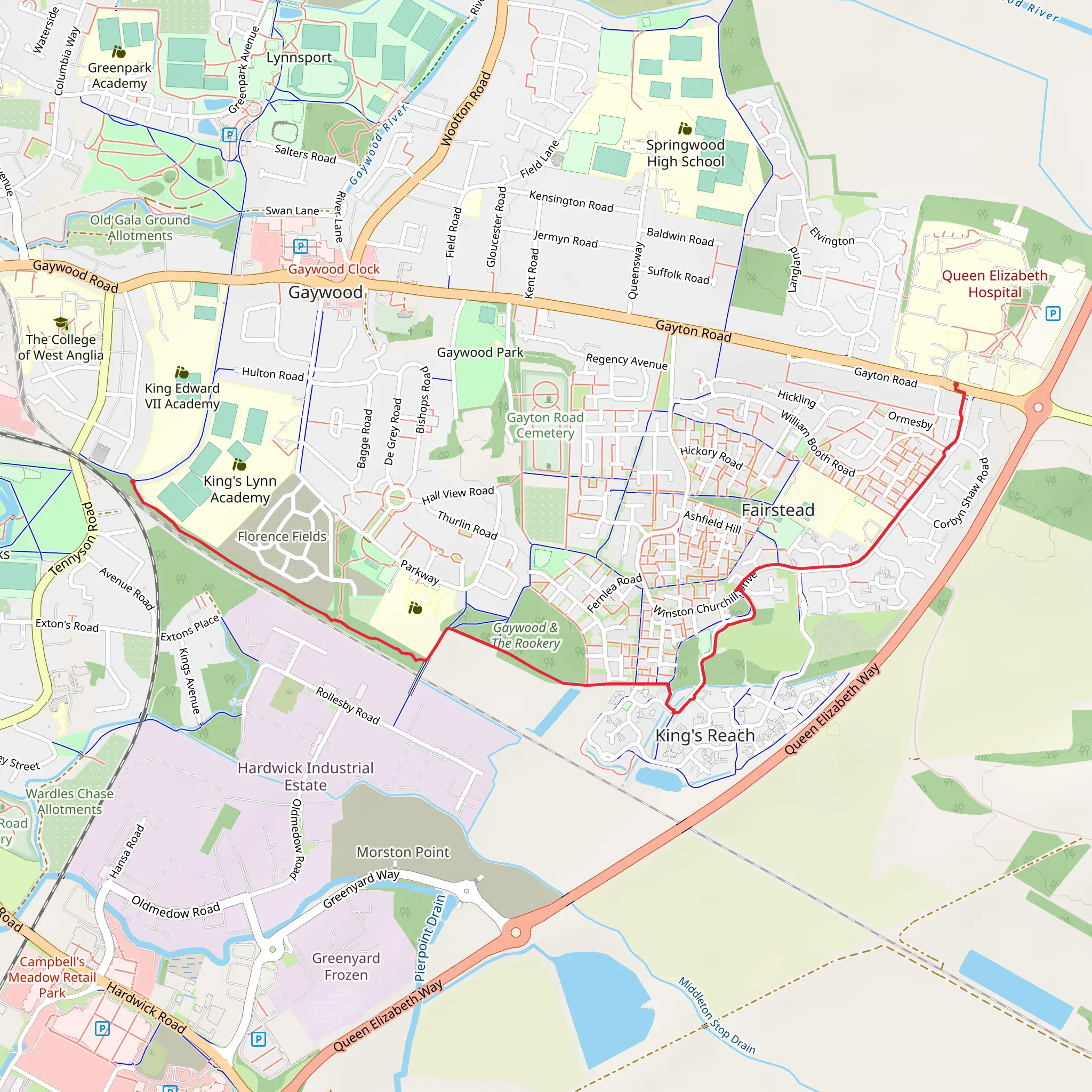 Swaffham Belt Path and The Rookery Way mobile static map