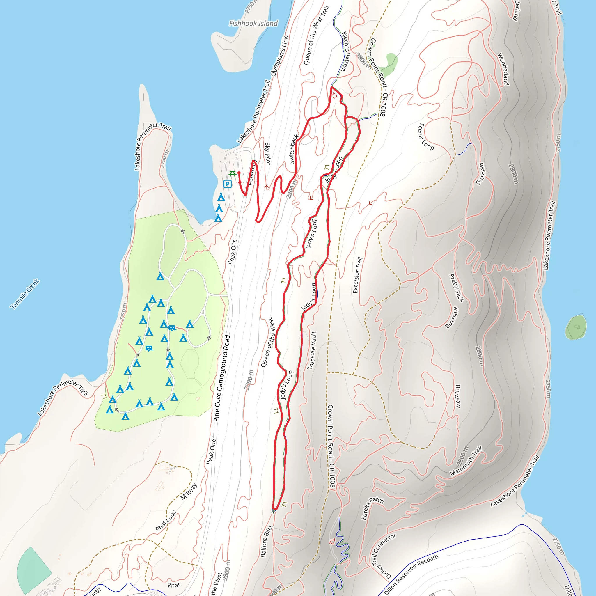 Switchback and Jody's Loop mobile static map