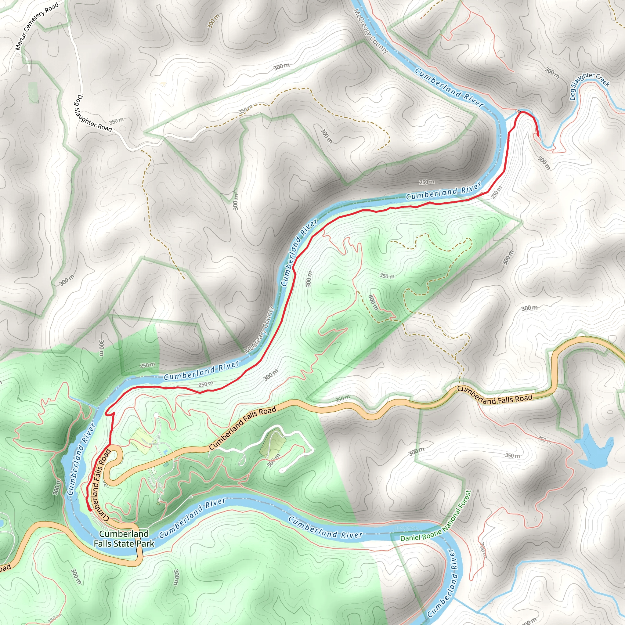 Cumberland Falls and Sheltowee Trace Trail mobile static map