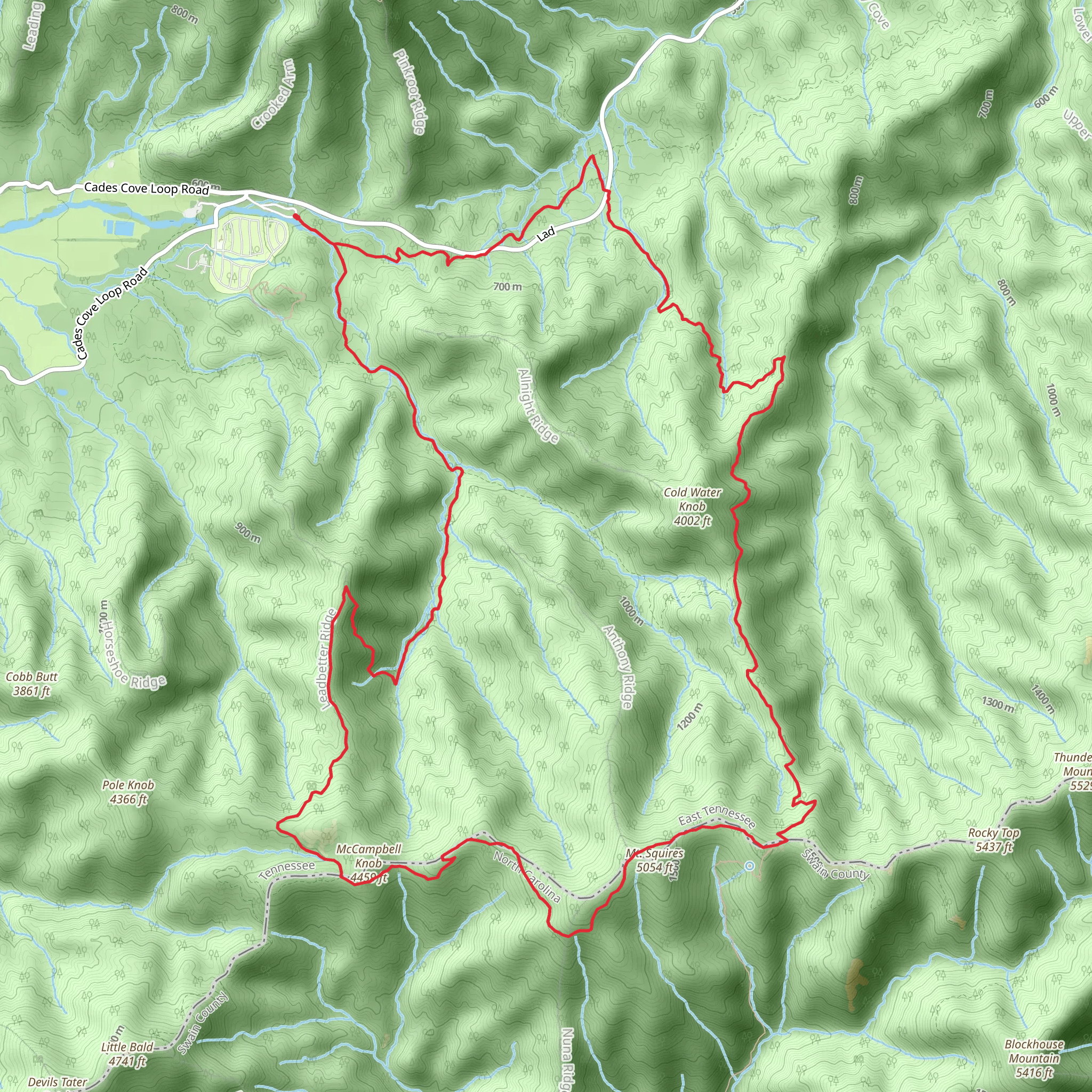 Anthony Creek, Maple Sugar Gap and Bote Mountain Loop Trail mobile static map