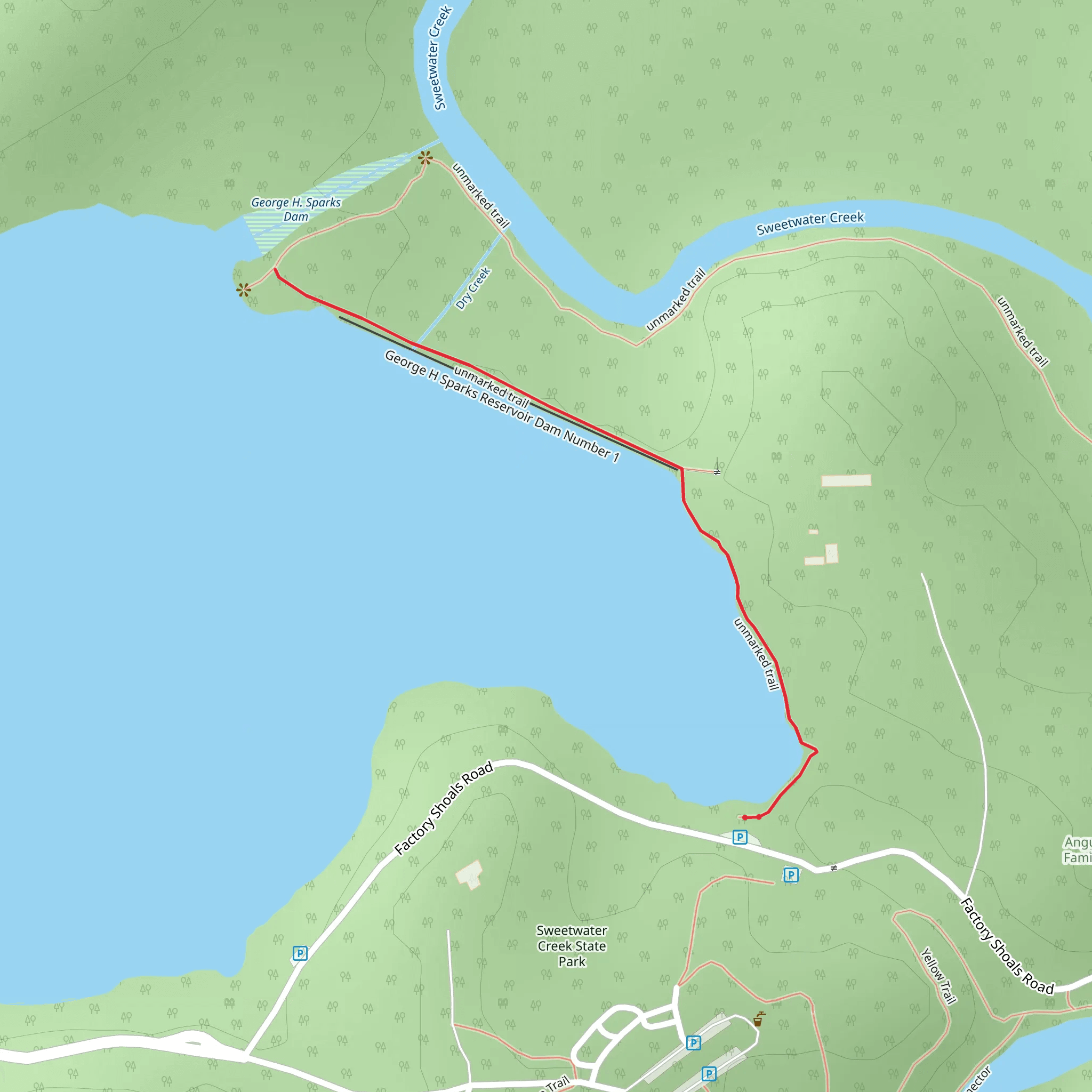 George H Sparks Reservoir - Unmarkrd Trail mobile static map