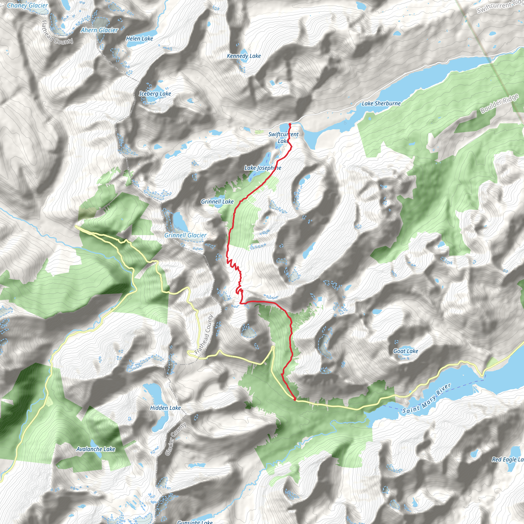 GTTS Road to Many Glacier via CDT mobile static map