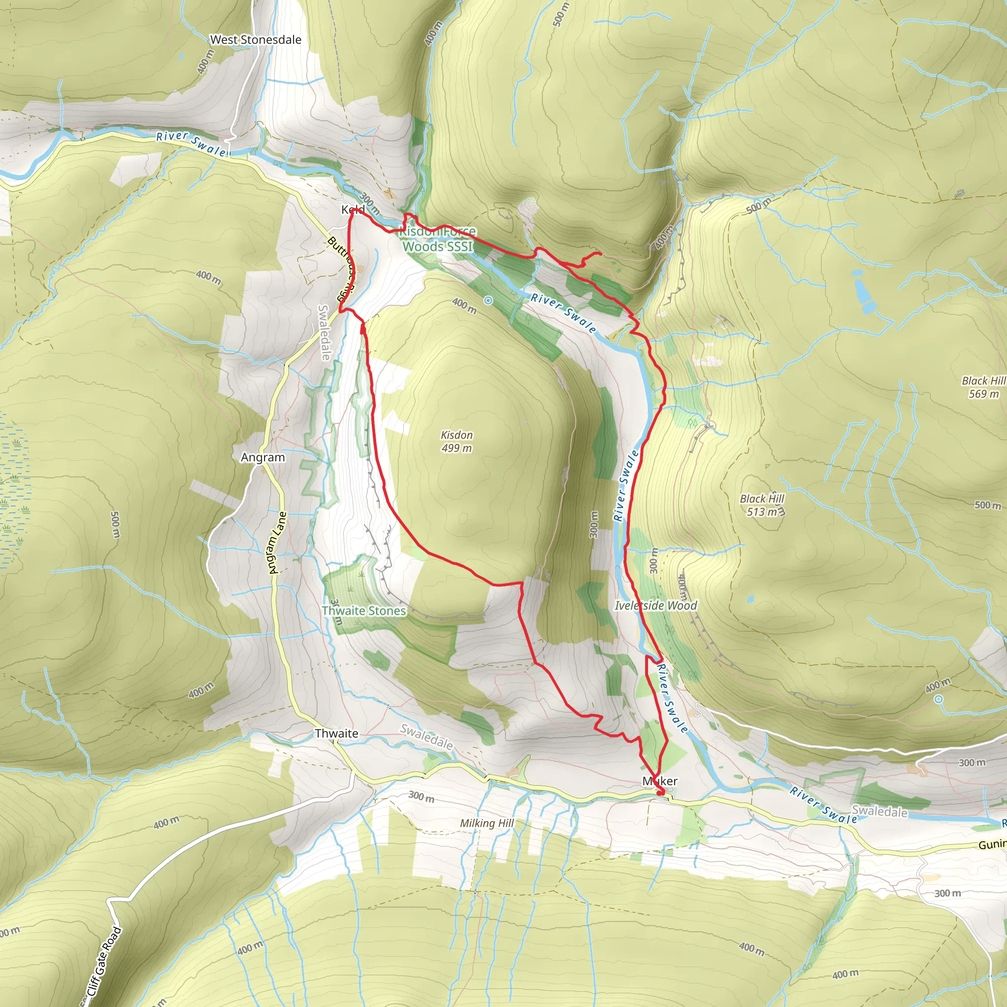 Muker and Upper Swaledale from Keld mobile static map