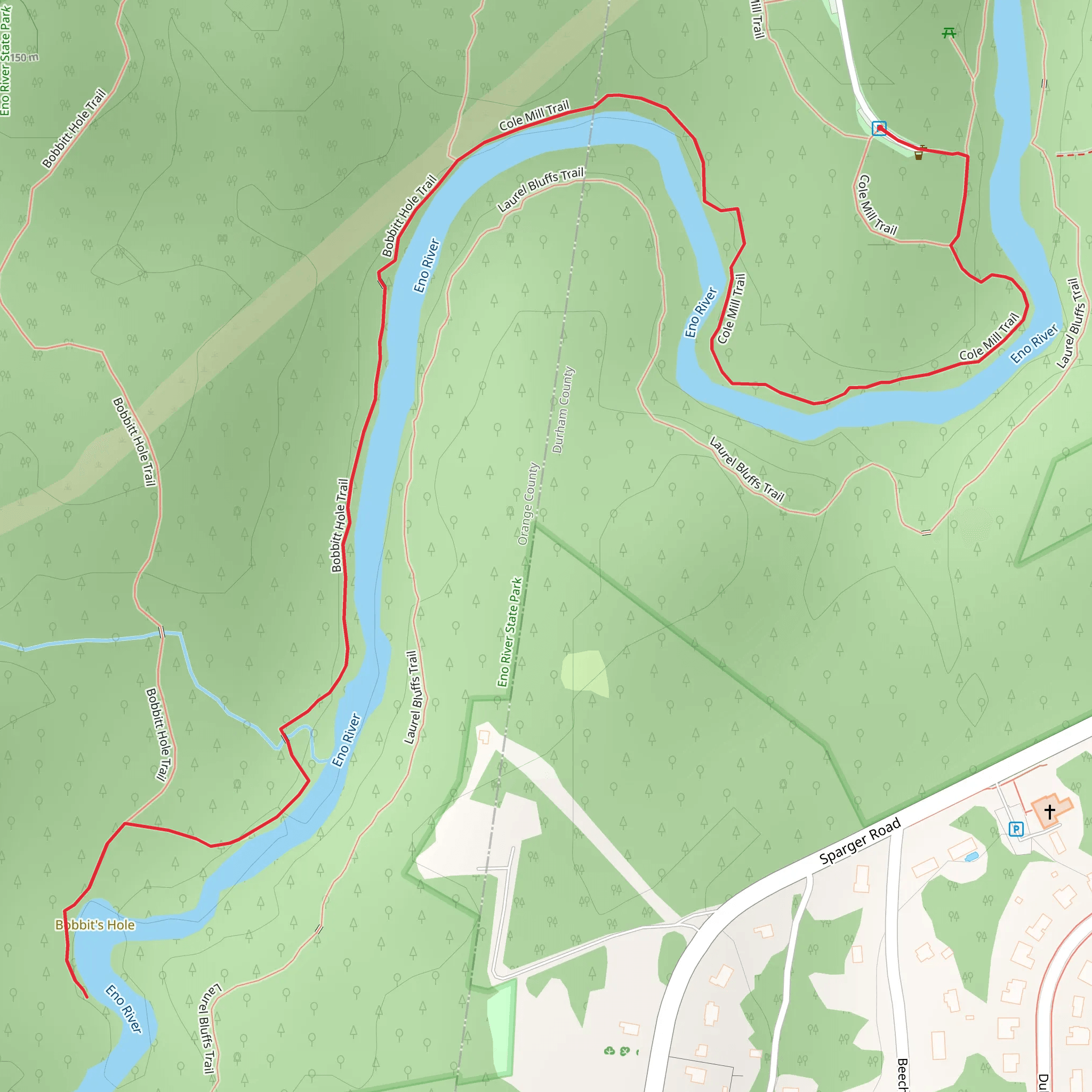 Bobbitt Hole and Cole Mill Trail mobile static map