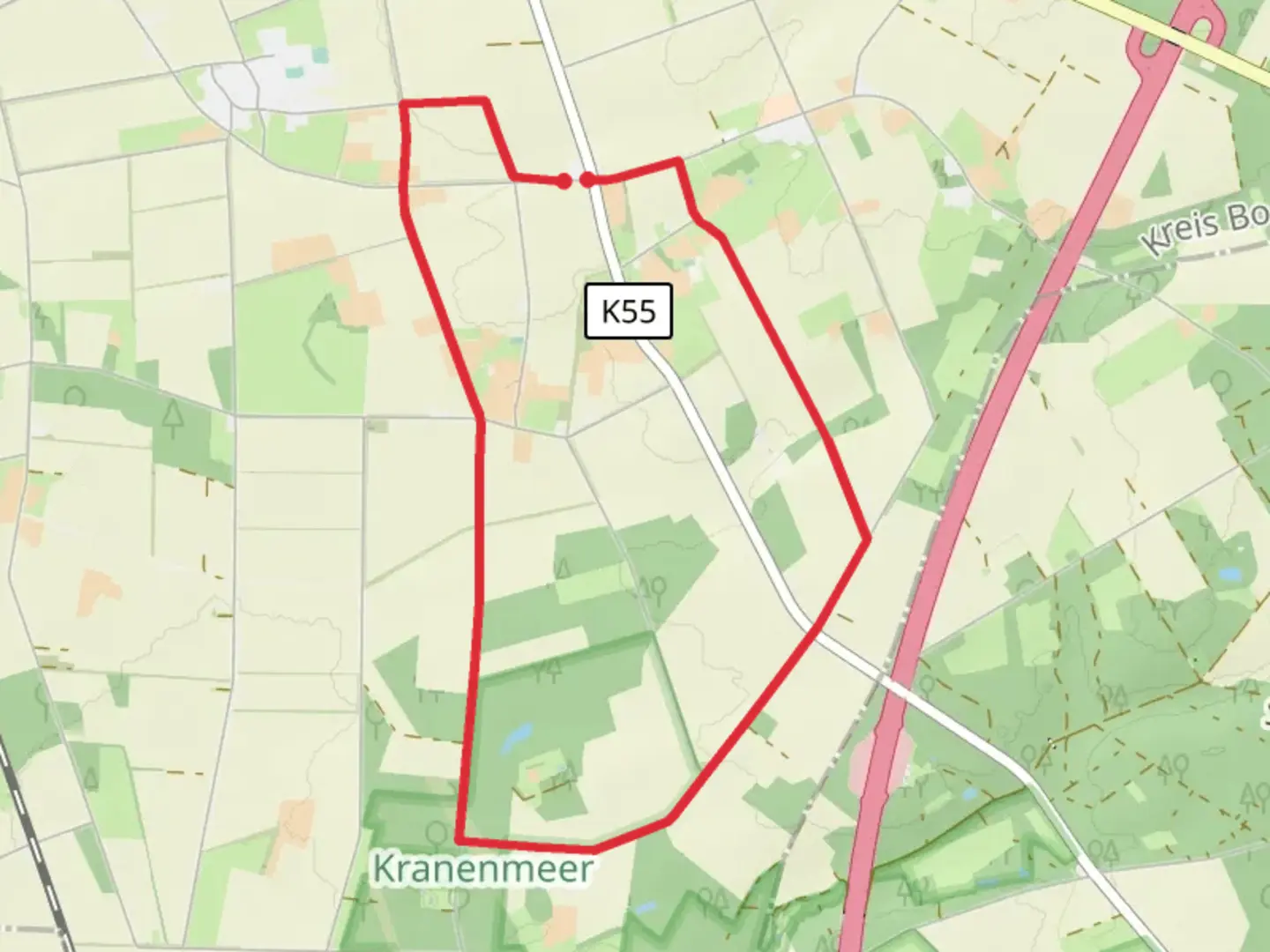 An image depicting the trail Land Schafft and Scherbeck Reken Loop and its surrounding area.