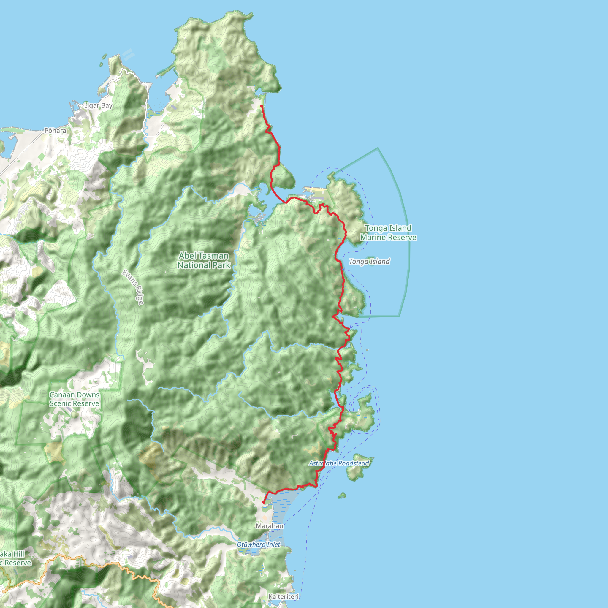 Abel Tasman Coast Track mobile static map
