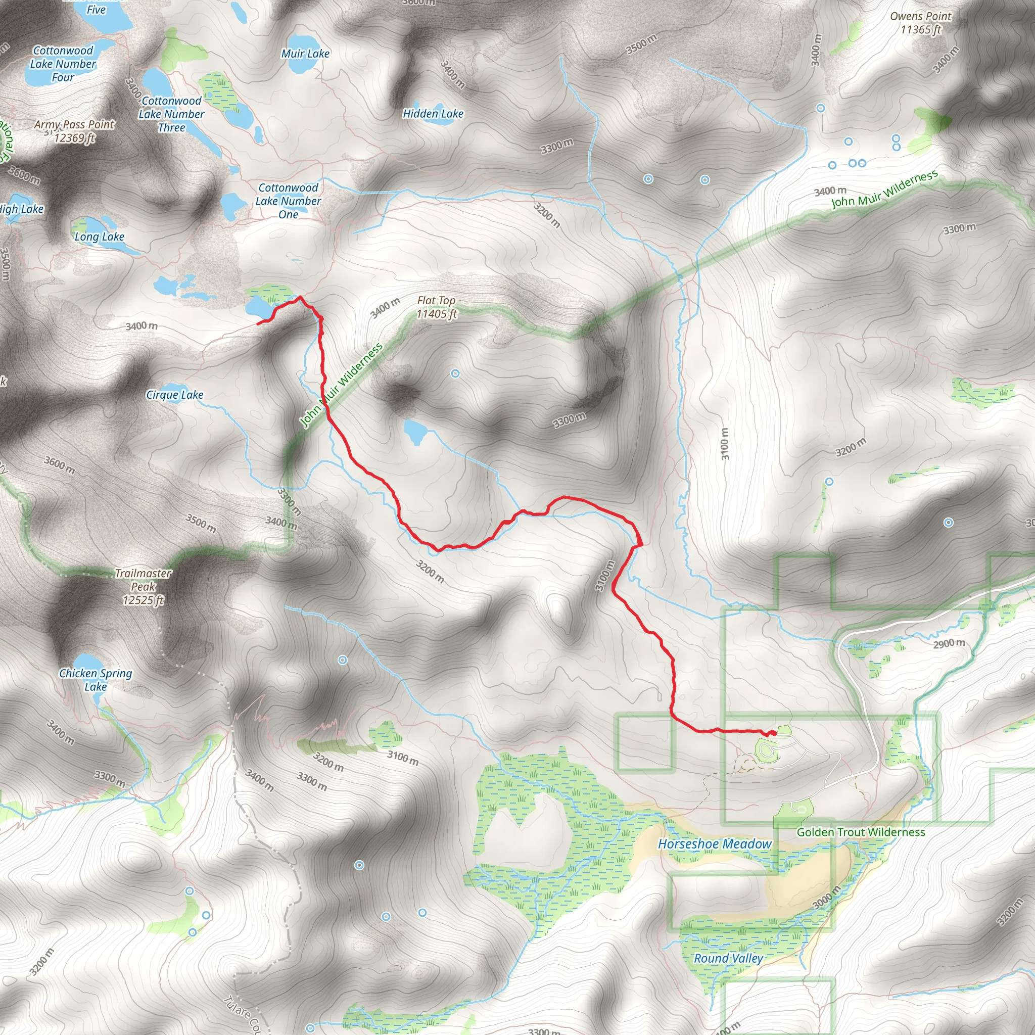 South Fork Lakes via South Fork Cottonwood Creek Trail mobile static map