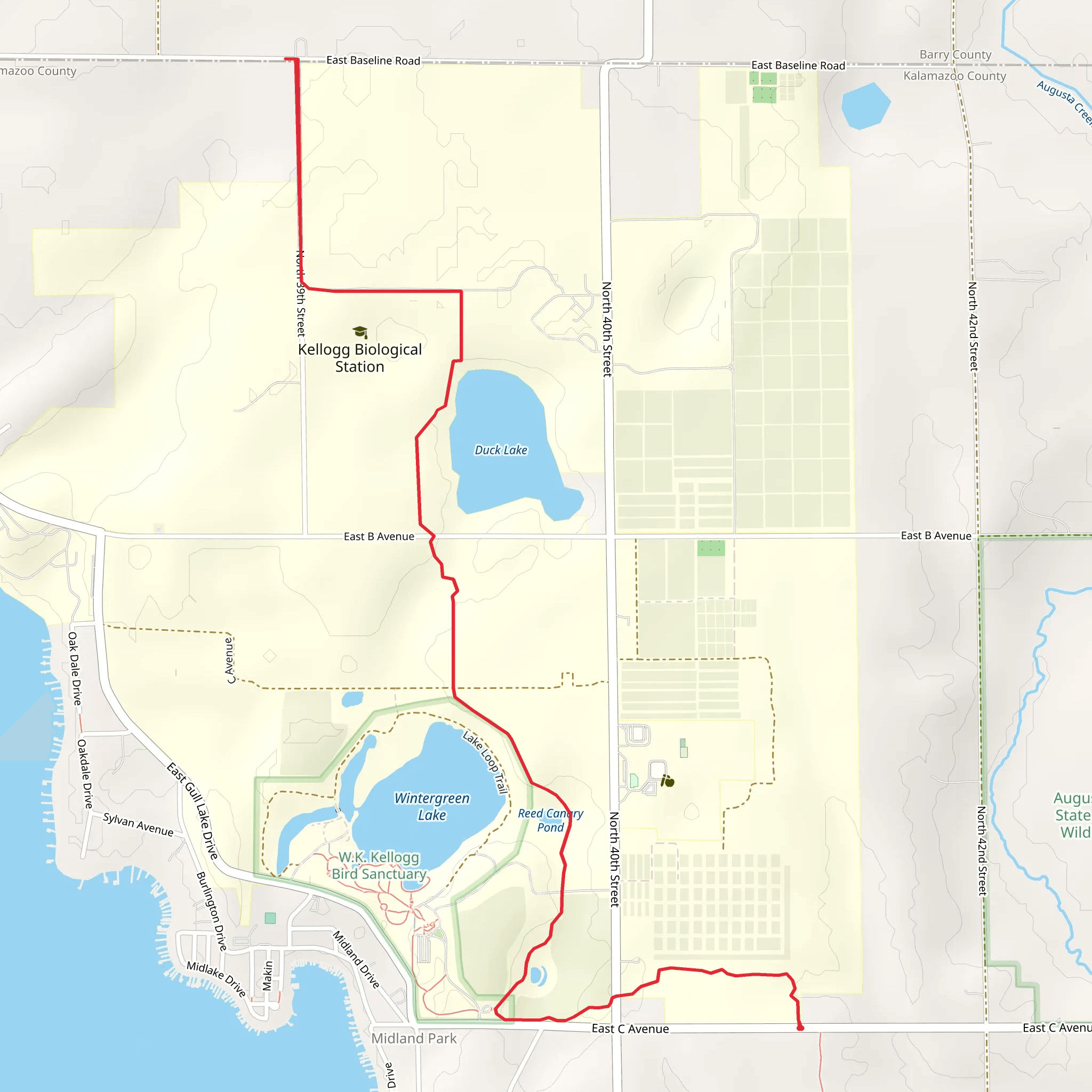 Wintergreen Lake and Duck Lake via County Trail mobile static map
