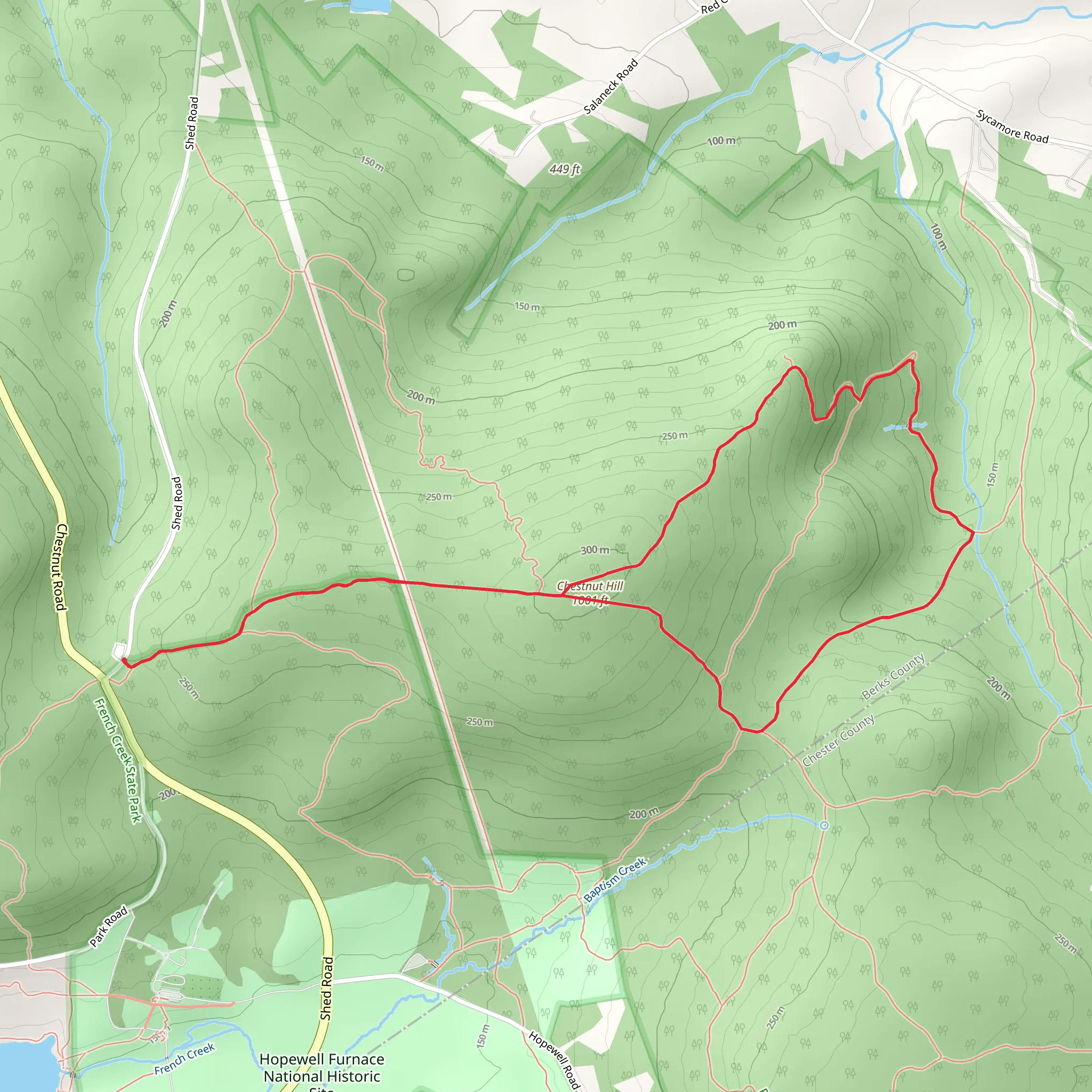 Chestnut Hill Loop via Mill Creek Trail mobile static map