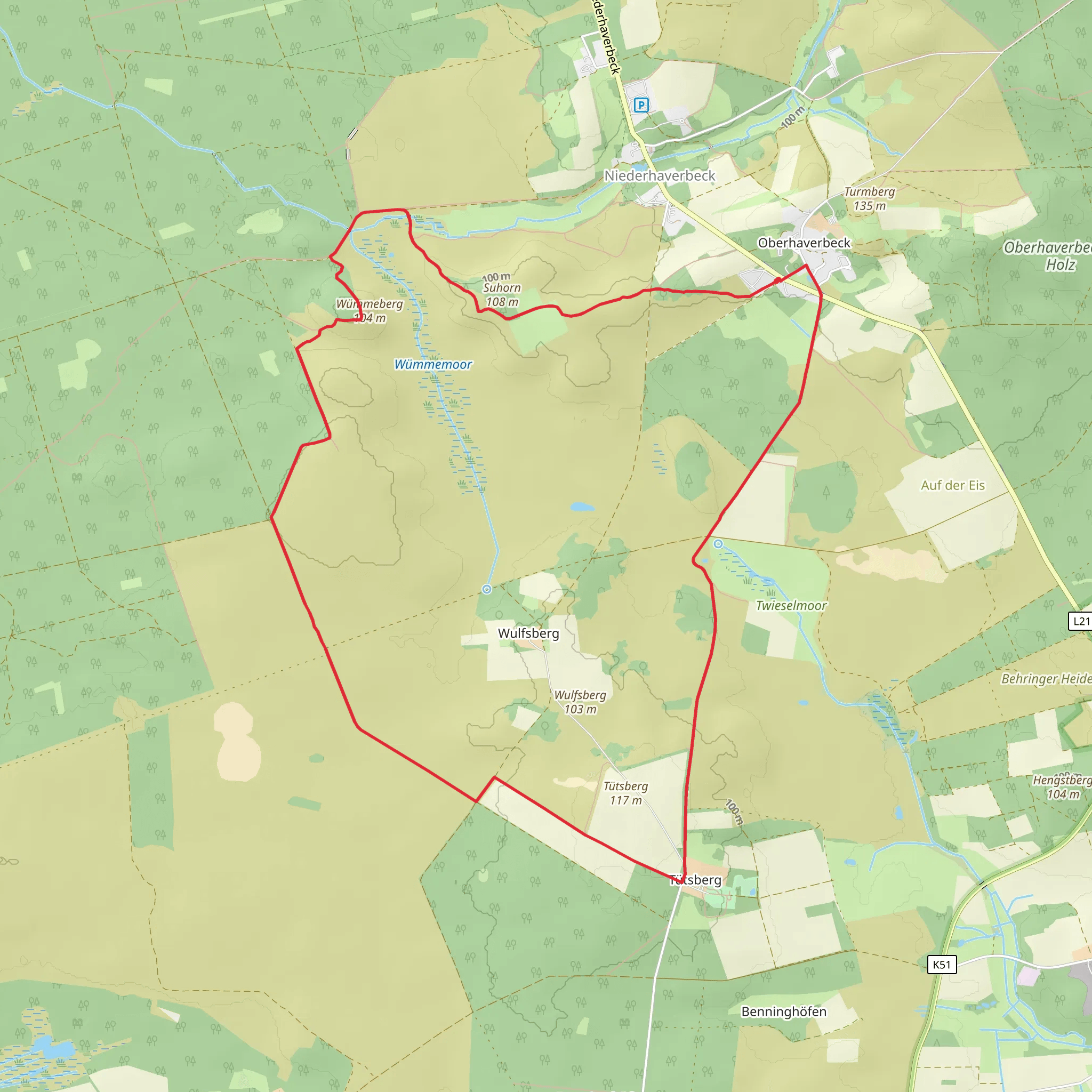 Alfred-Toepfer-Blick and Tuetsberg via Heideschleife Tuetsberg mobile static map
