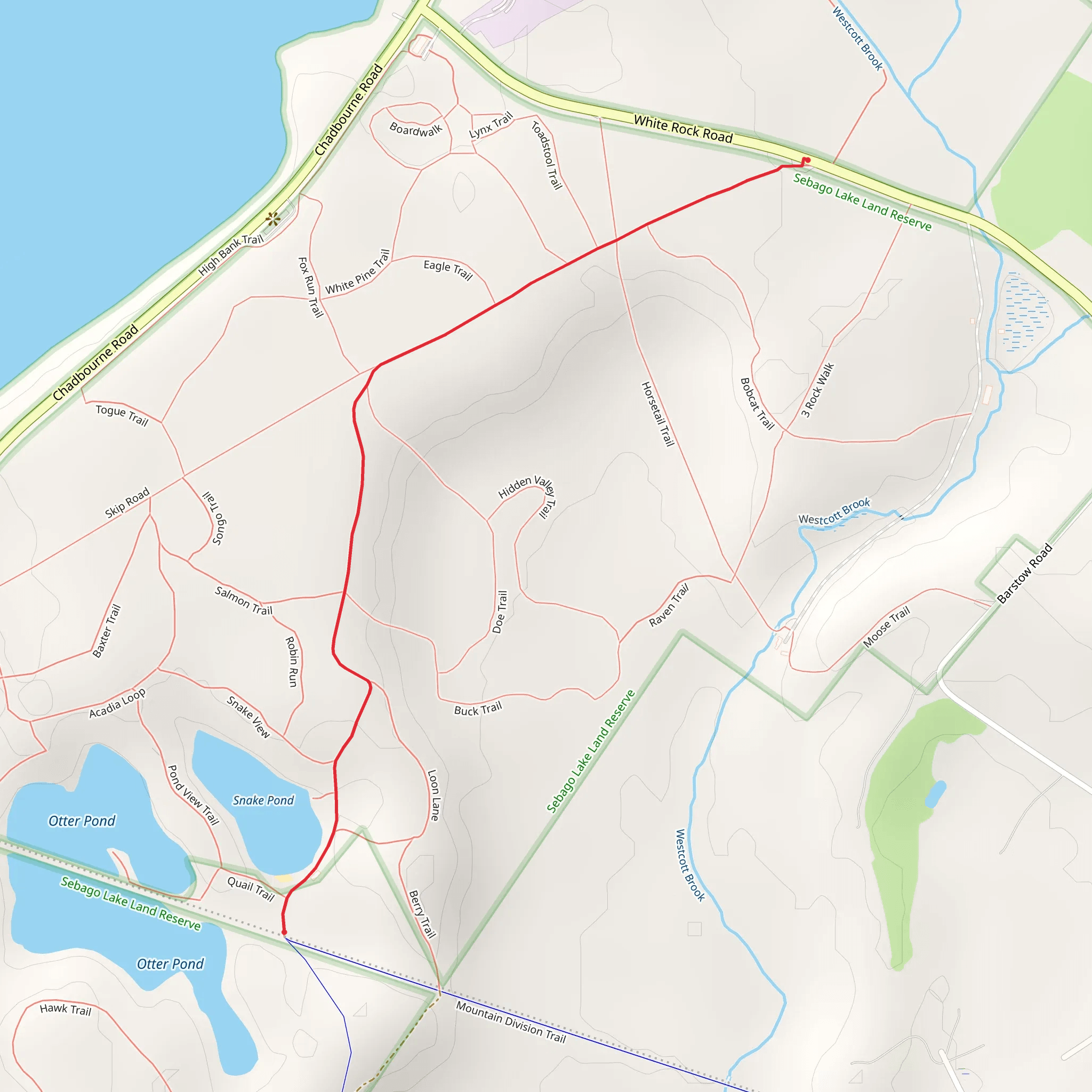 Westcott Brook to Snake Pond mobile static map