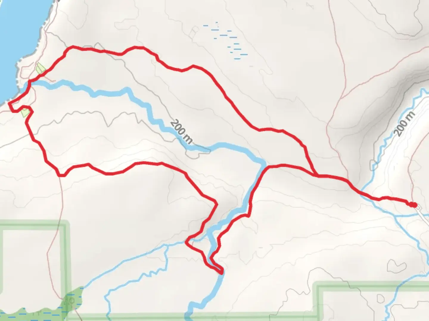 An image depicting the trail Mosquito Group Campsite via Mosquito River Trail and its surrounding area.