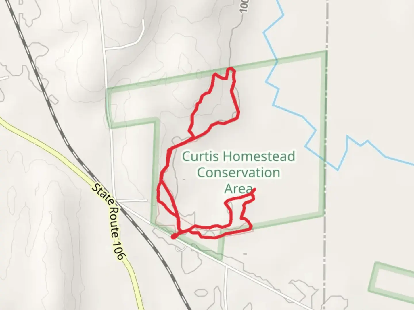 An image depicting the trail Curtis Homestead Trail and its surrounding area.