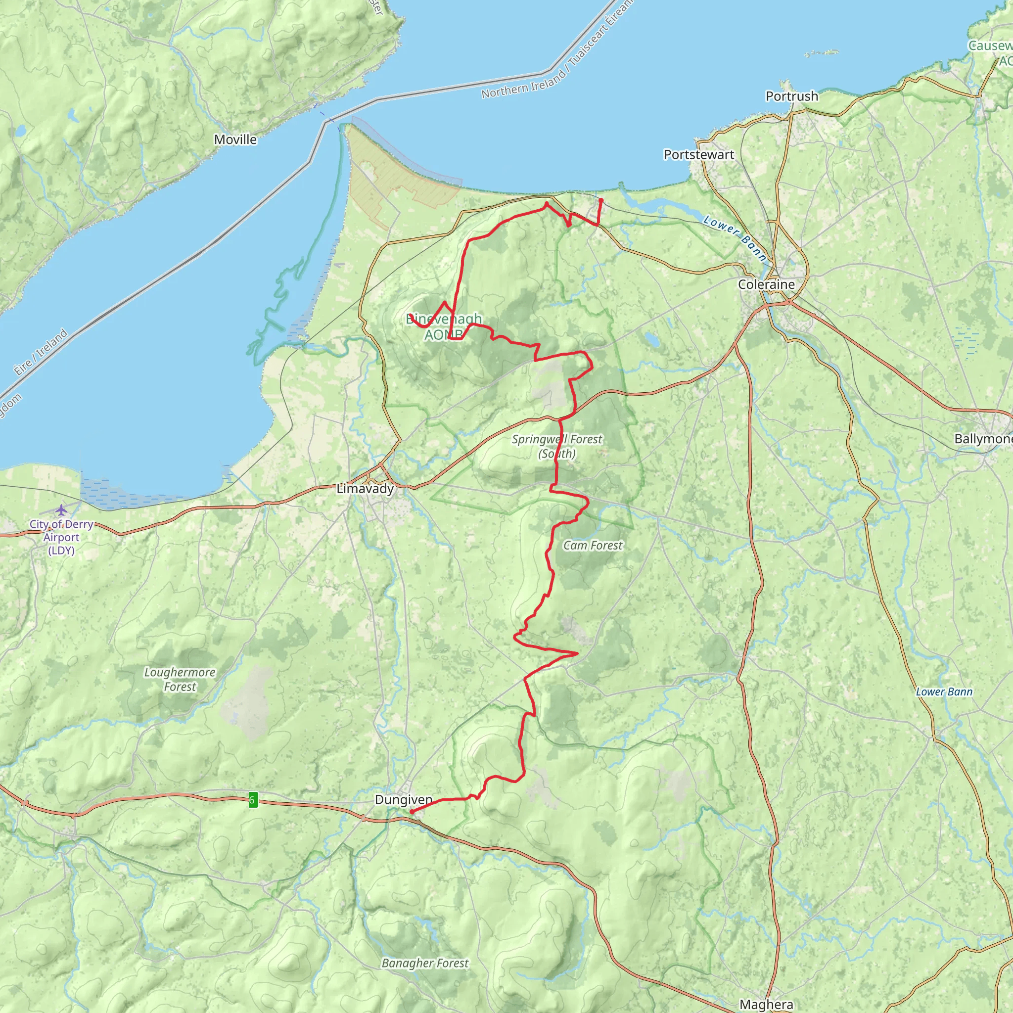 Dungiven to Castlerock via The North Sperrins Way mobile static map