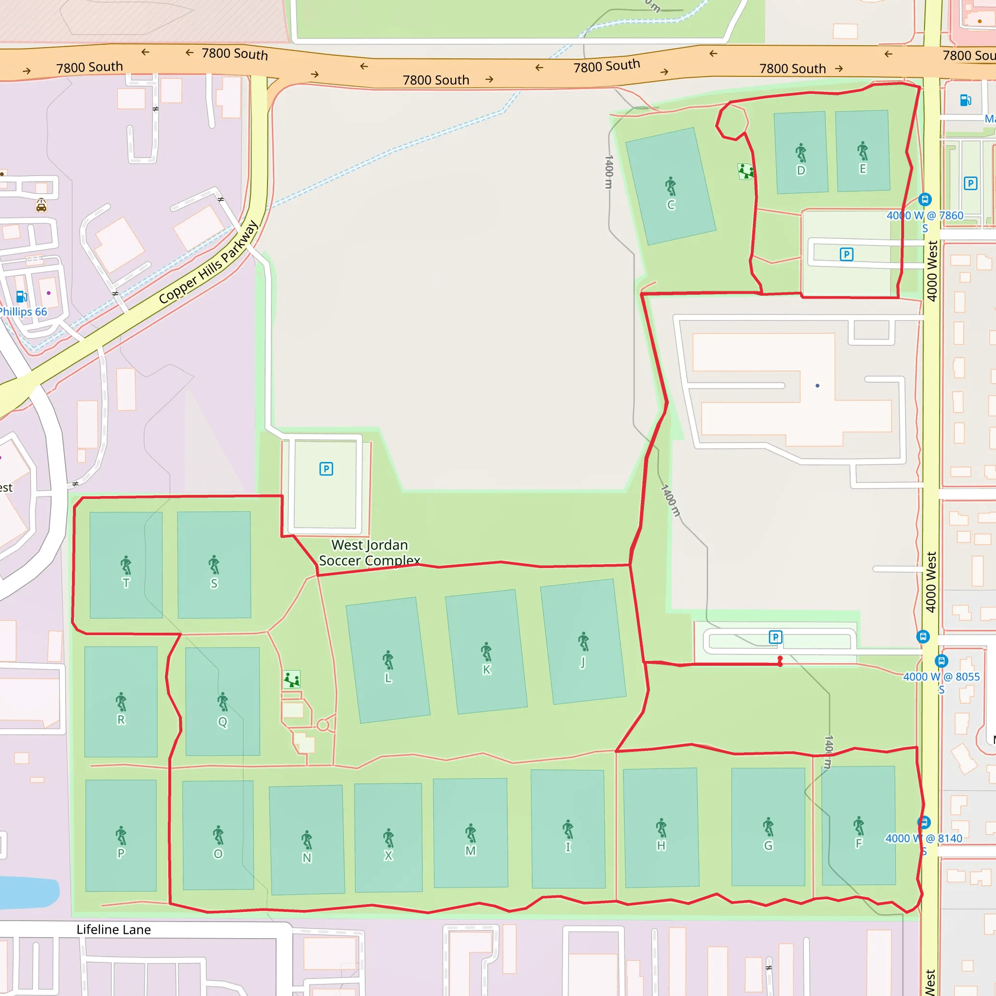 West Jordan Soccer Complex Loop mobile static map