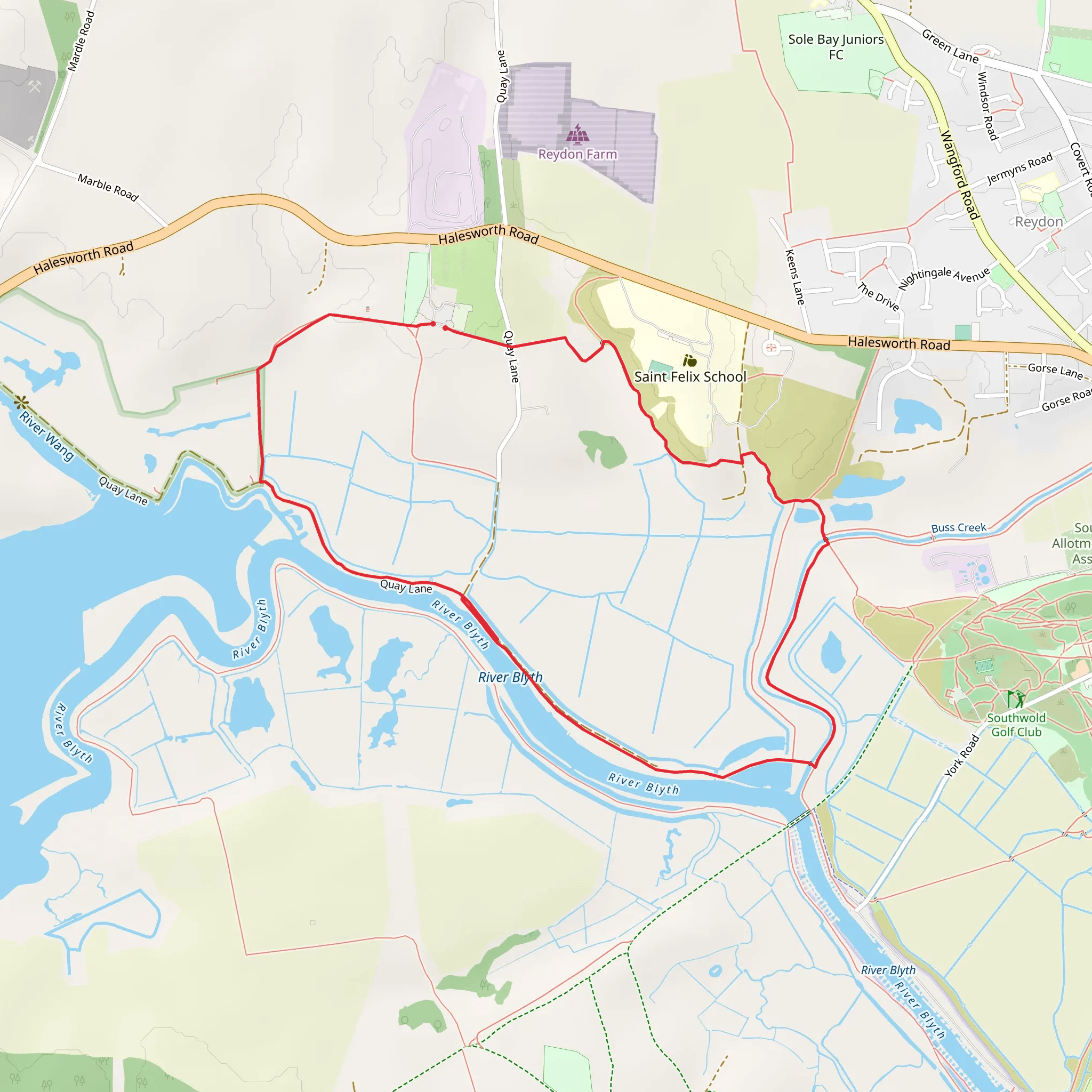 Southwold and River Blyth Loop mobile static map