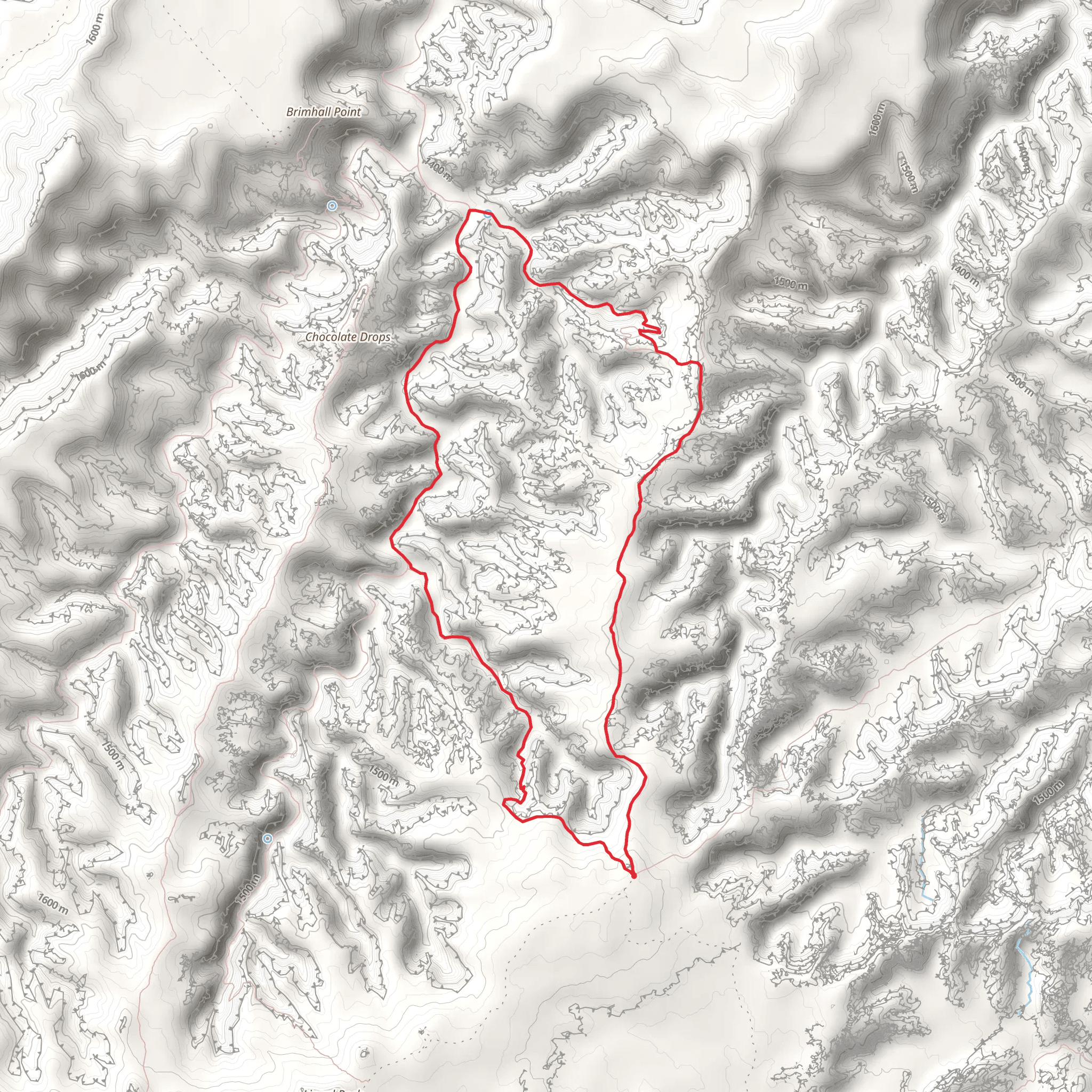 Pictograph Fork Route and Pete's Mesa Route Loop mobile static map