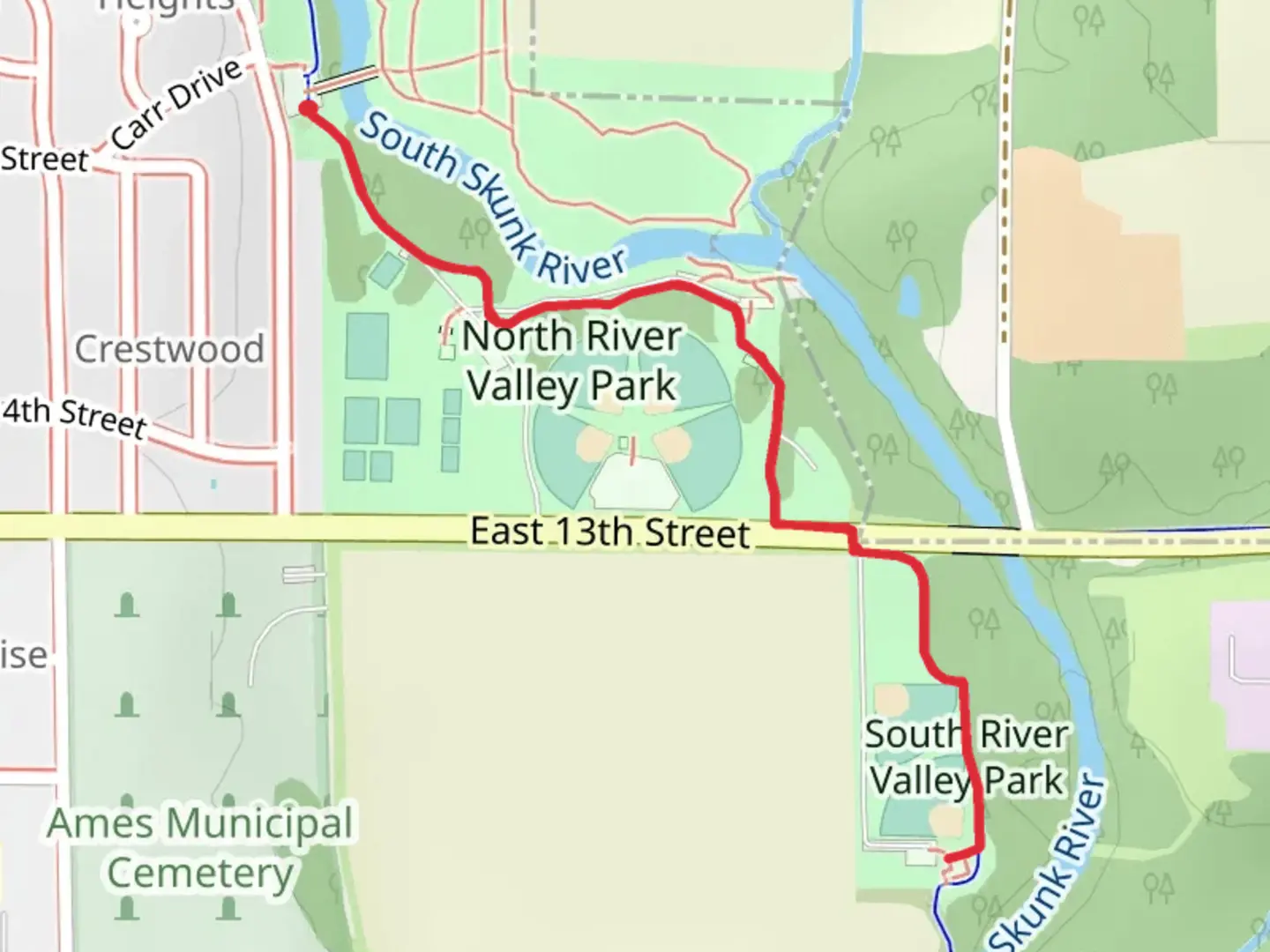 An image depicting the trail Skunk River Trail and its surrounding area.
