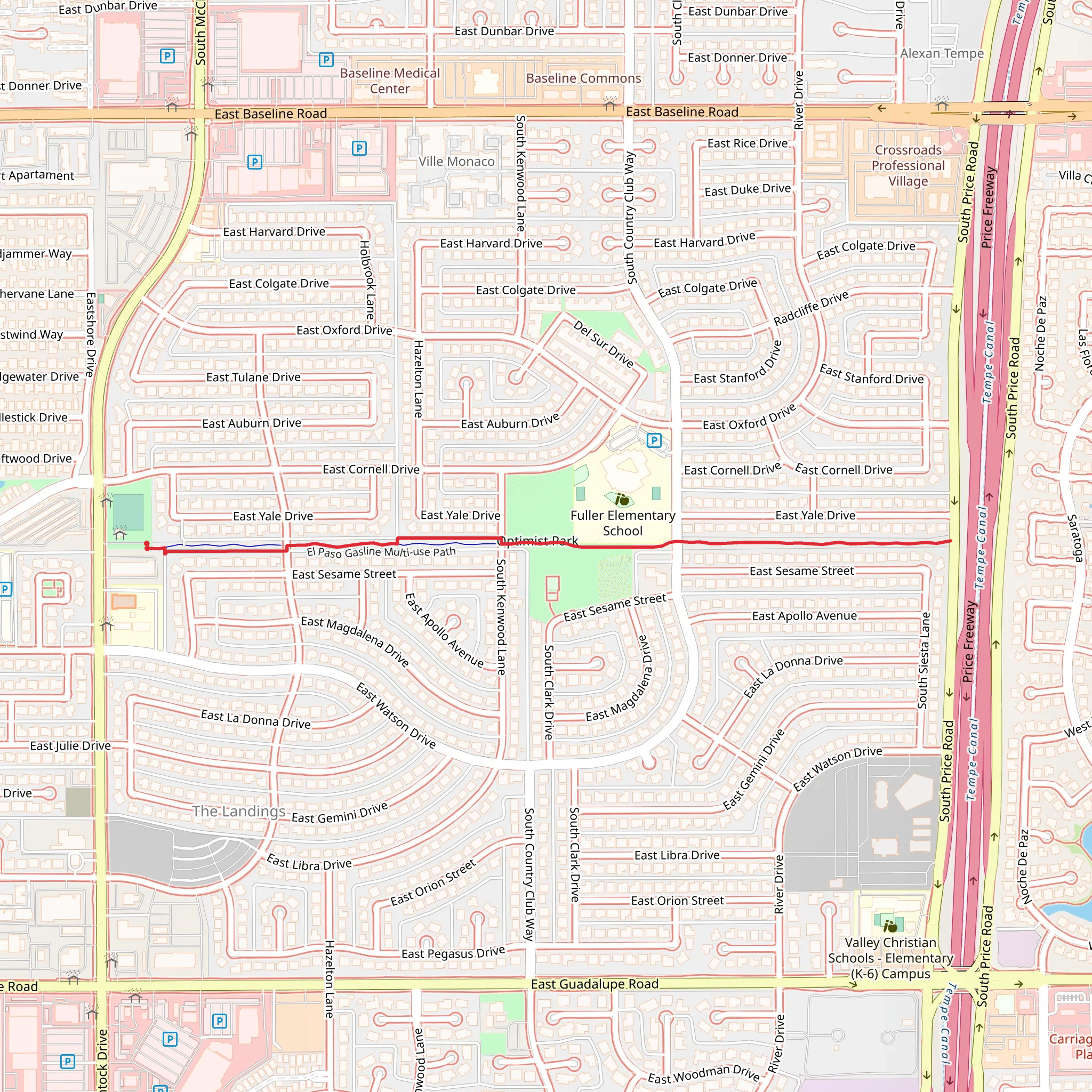 El Paso Gasline Multi-use Path mobile static map