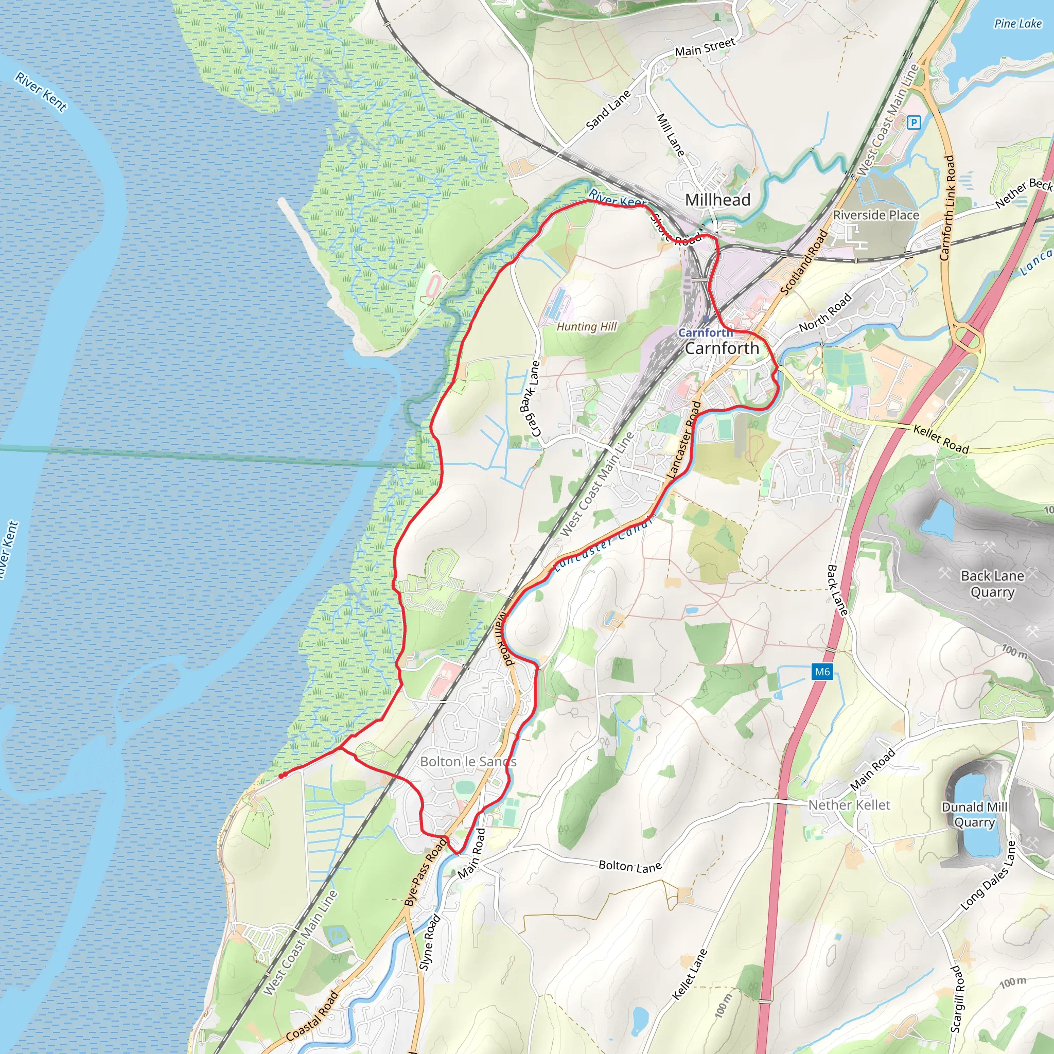 Bolton le Sands to Carnforth Loop mobile static map