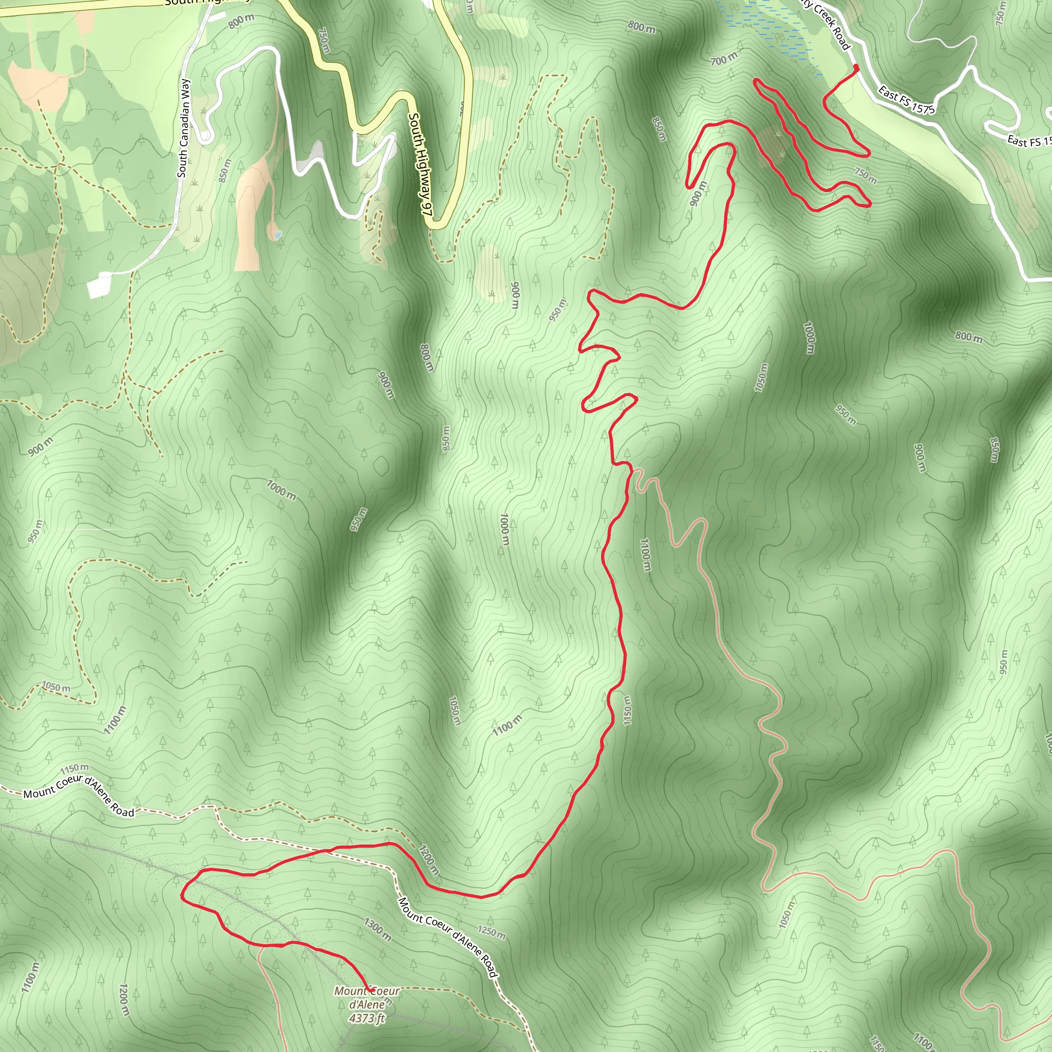 Mount Coeur d'Alene mobile static map